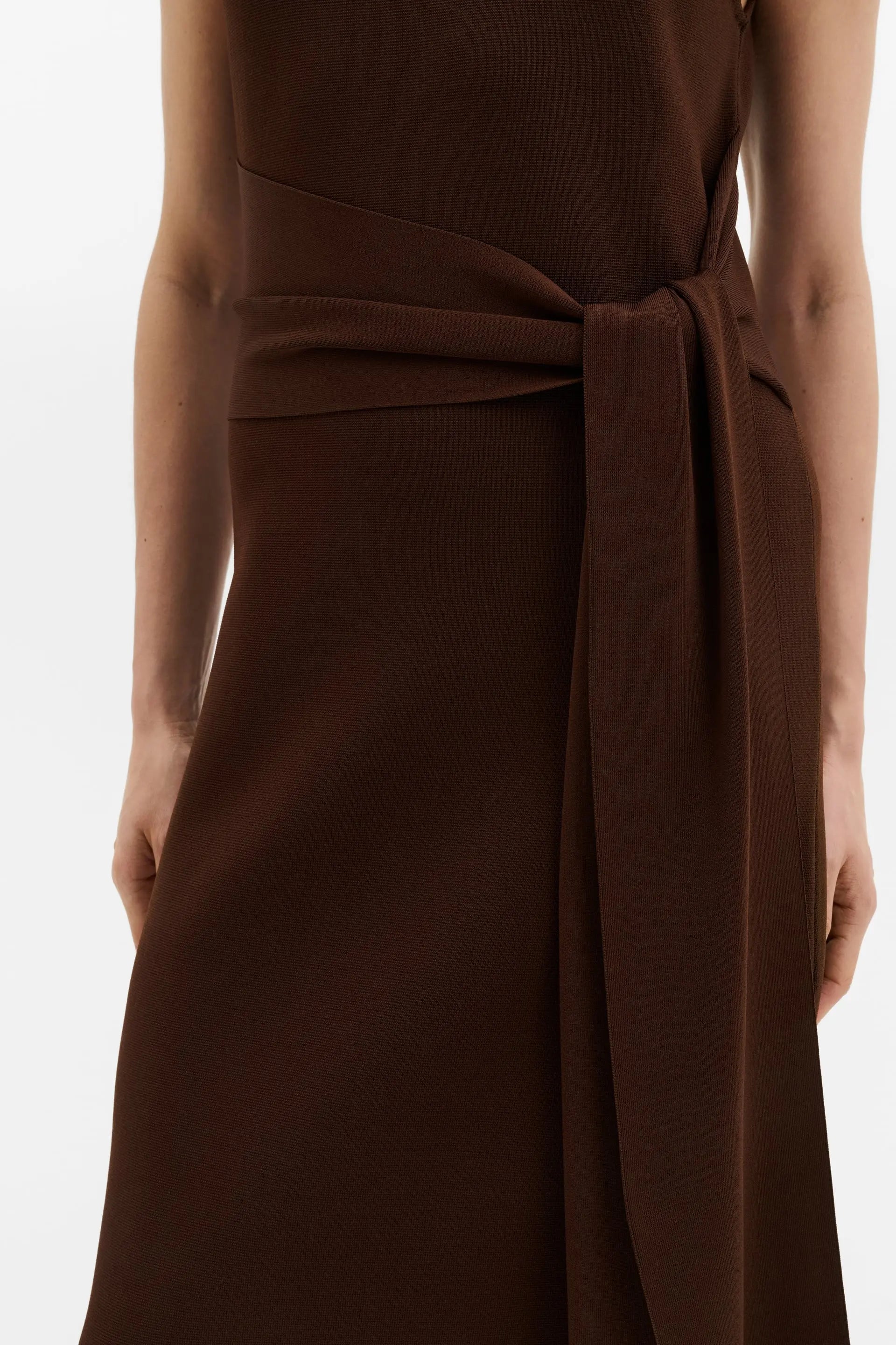 Minna Waist Tie Knitted Maxi Dress Dark Brown