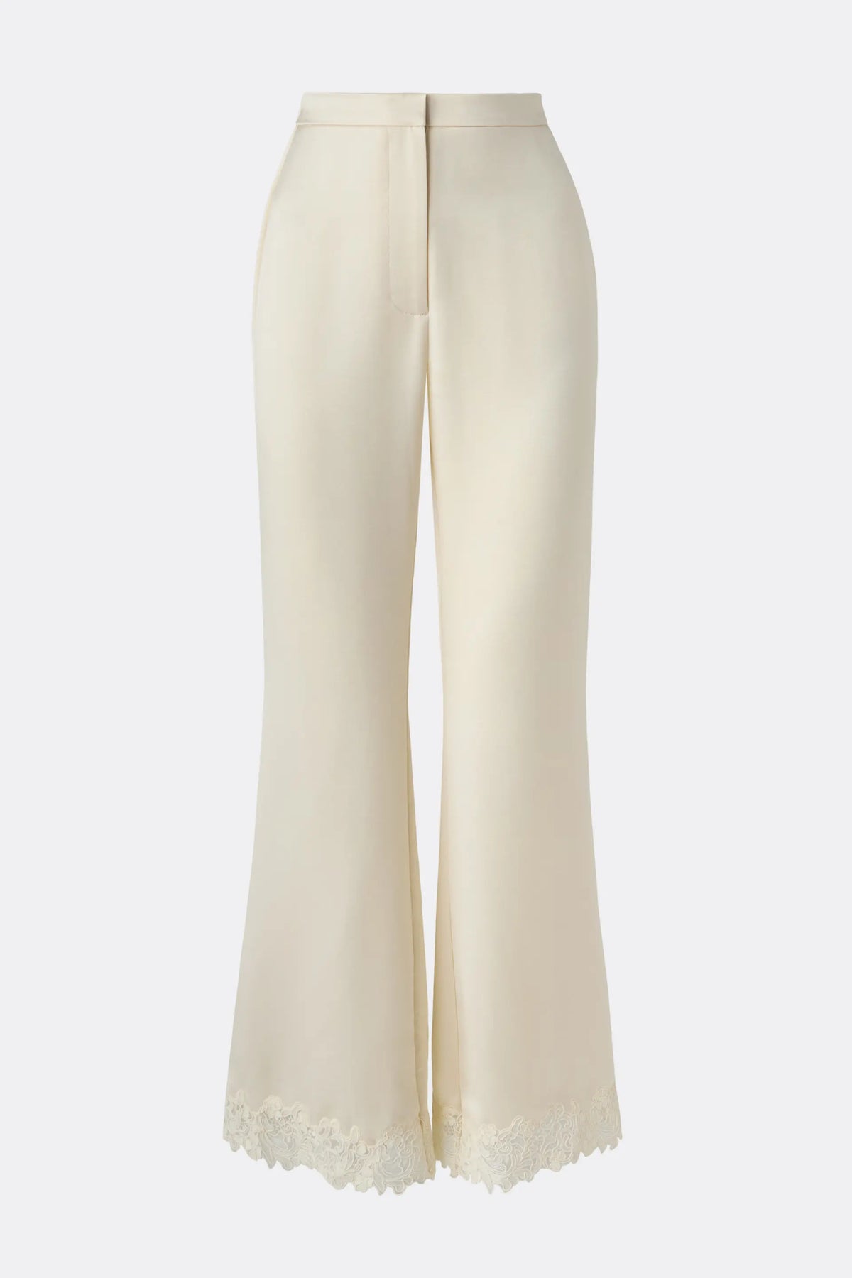 Marine Satin Lace Hem Trousers Pearl