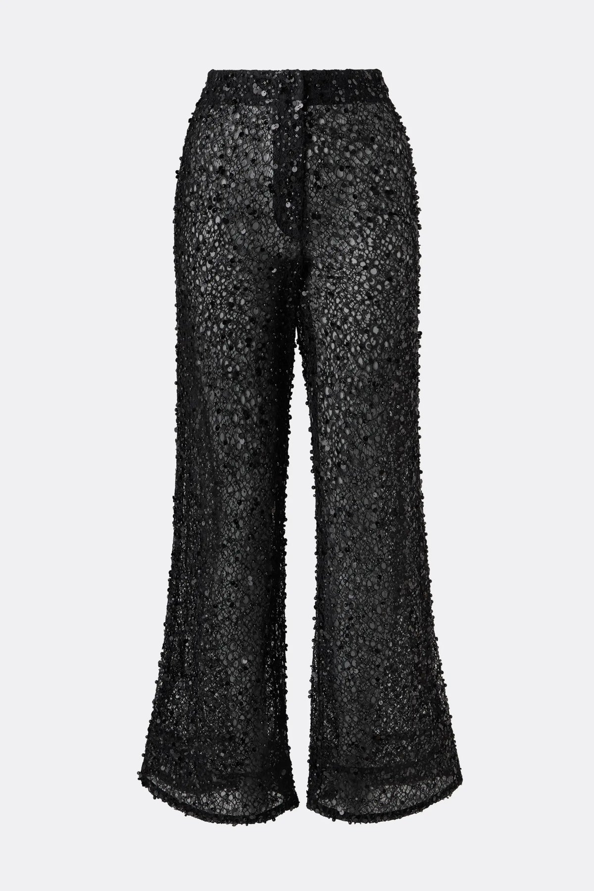 Pamela Embellished Lace Trousers Black