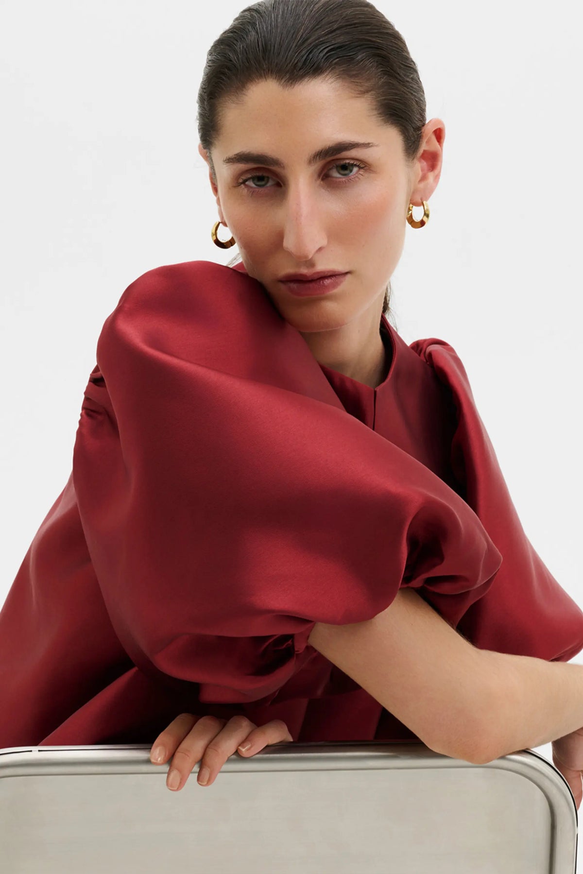 Cleo Pouf Sleeve Blouse Ruby