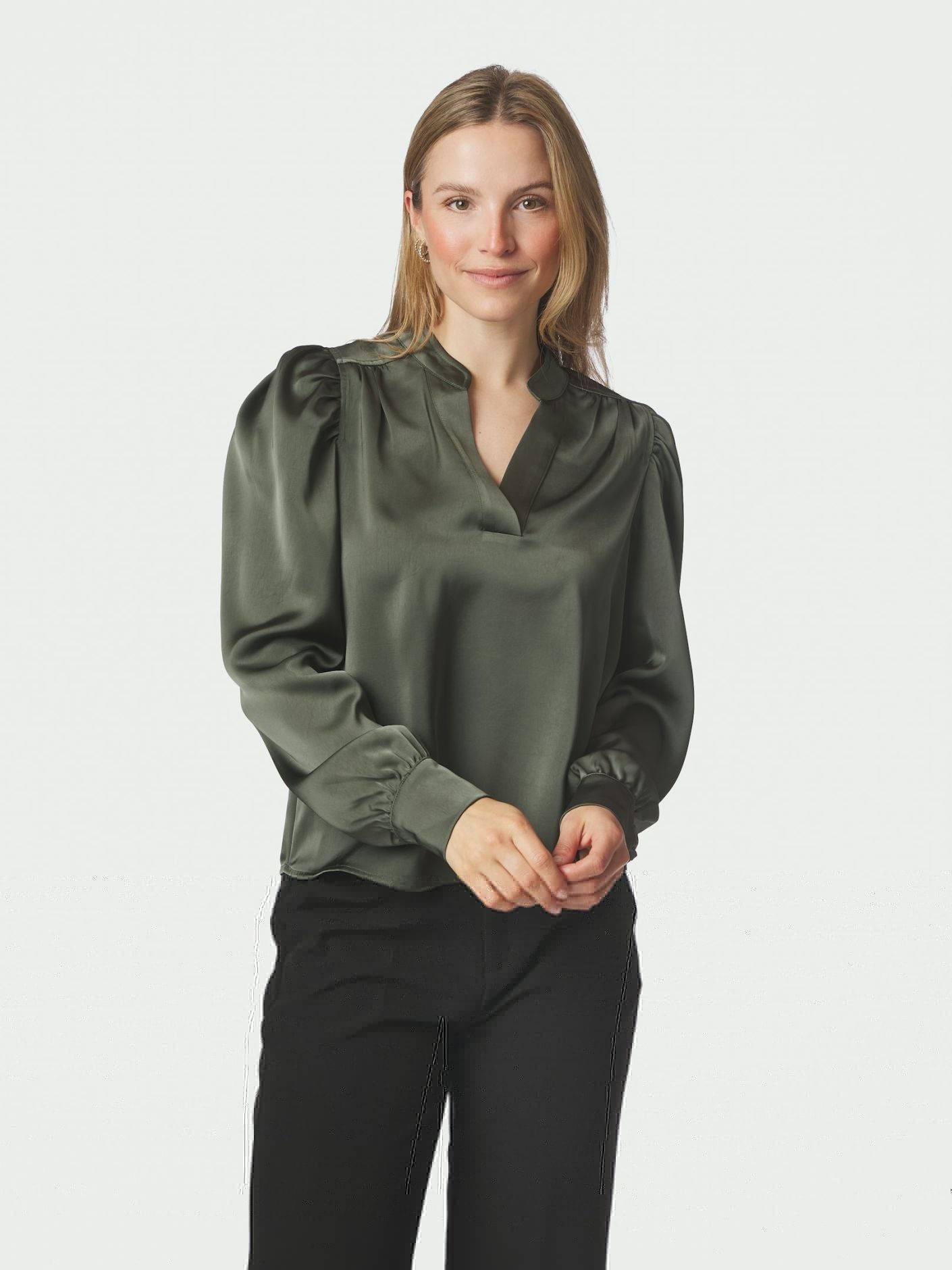 Rosslyn Heavy Sateen Blouse Deep Green