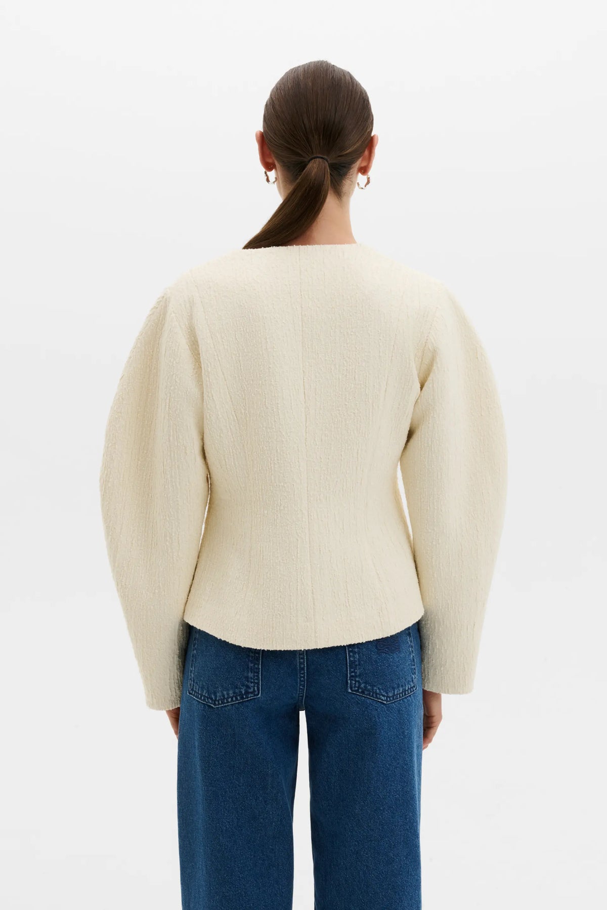 Amanda U-Neck Boucle Blazer Pearl
