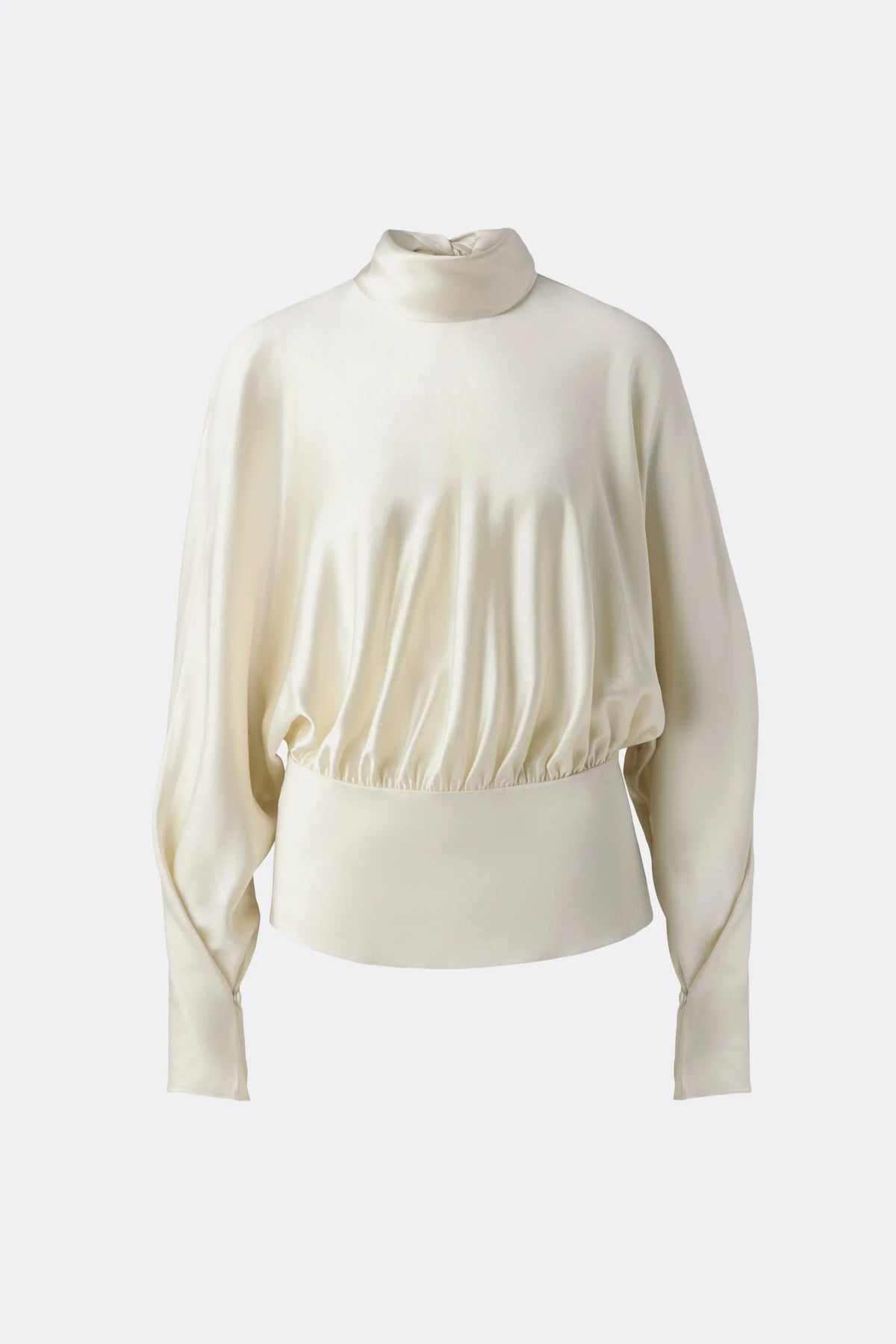 Vilja High-Neck Satin Blouse Pearl