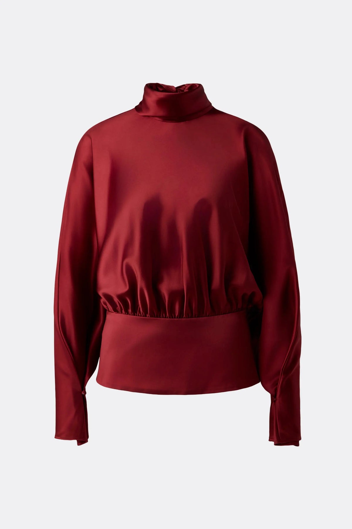 Vilja High-Neck Satin Blouse Ruby