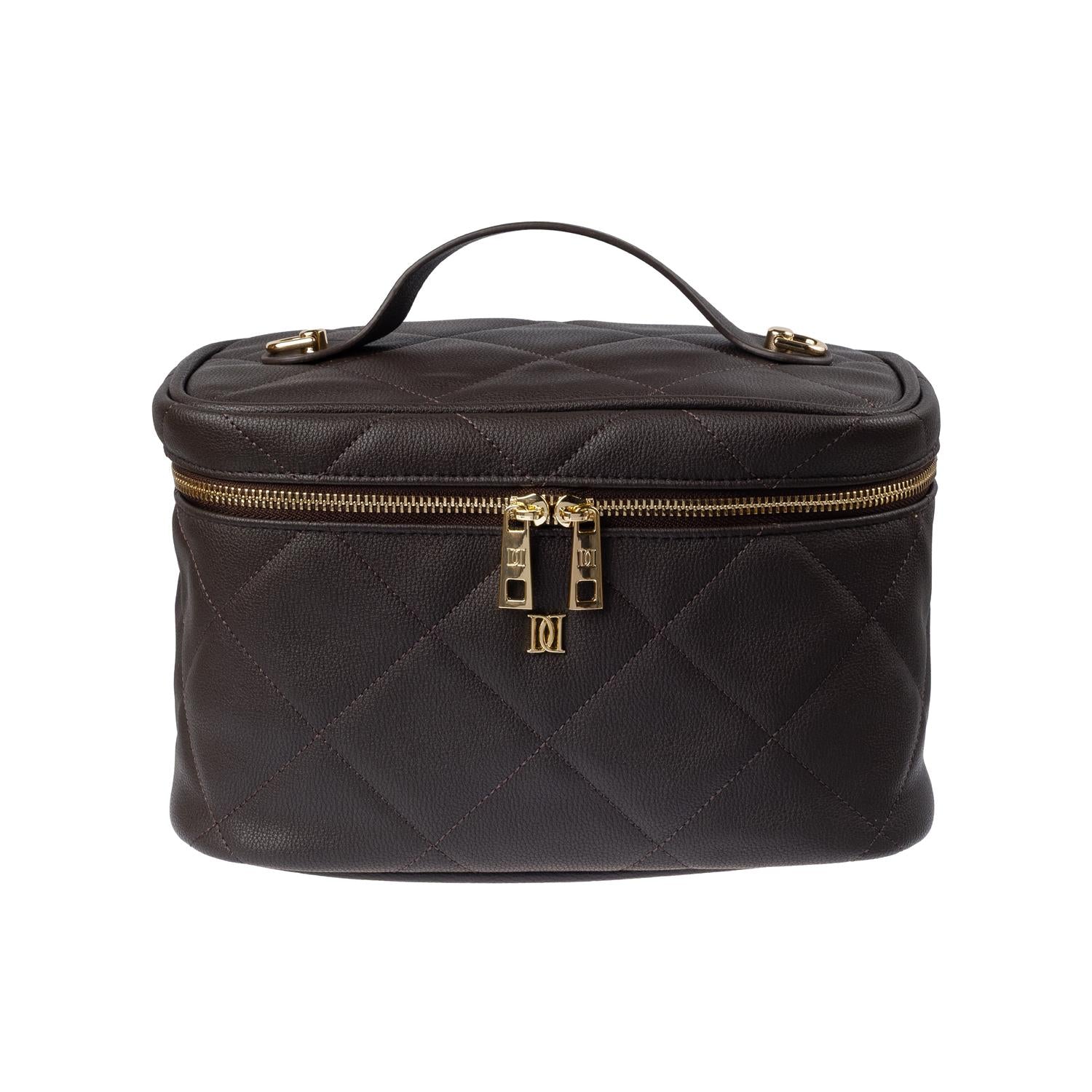 Vegan Leather Vanity Bag Large Chocolate Brown