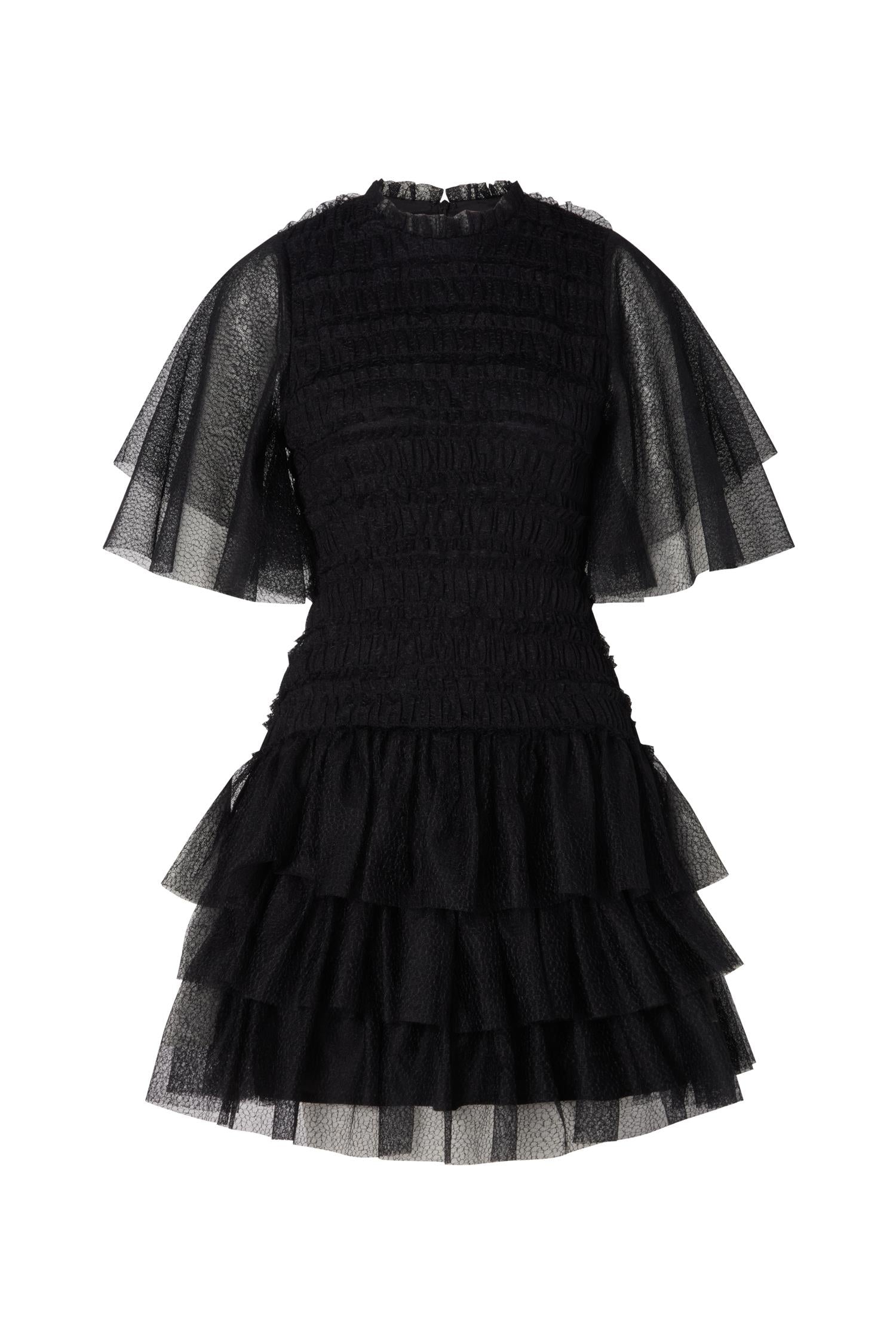 Minnie Short Sleeve Lace Mini Dress Black