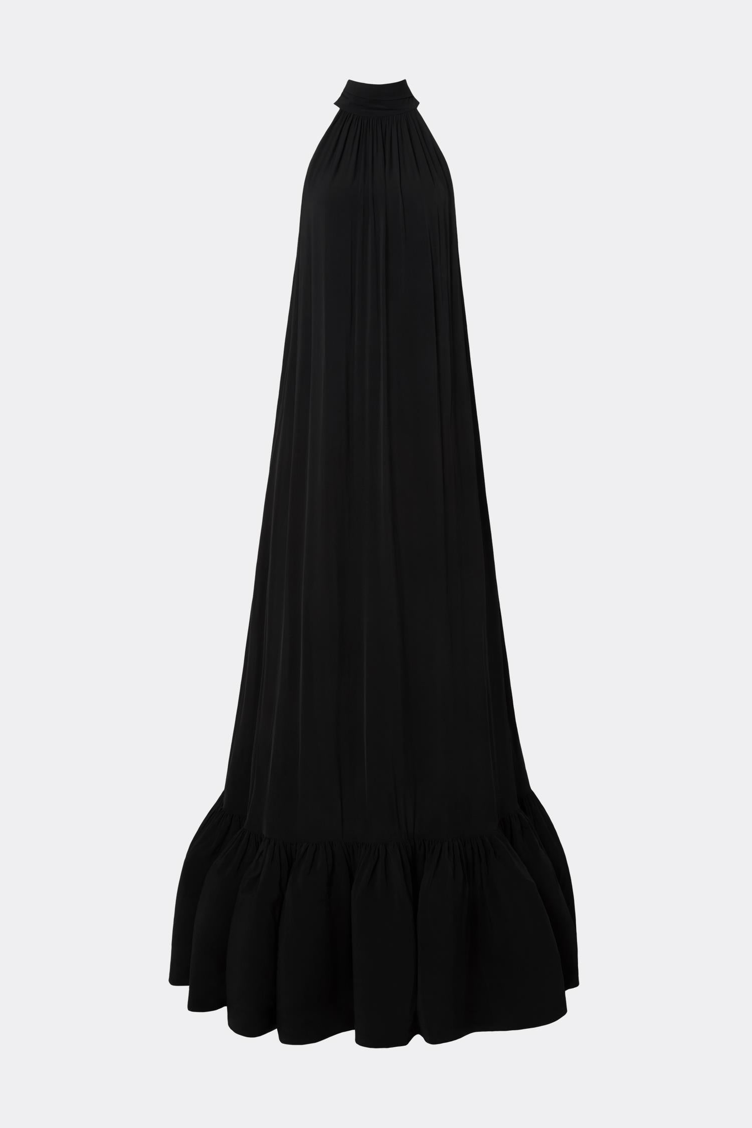Lykke Halterneck Ruffled Maxi Dress Black