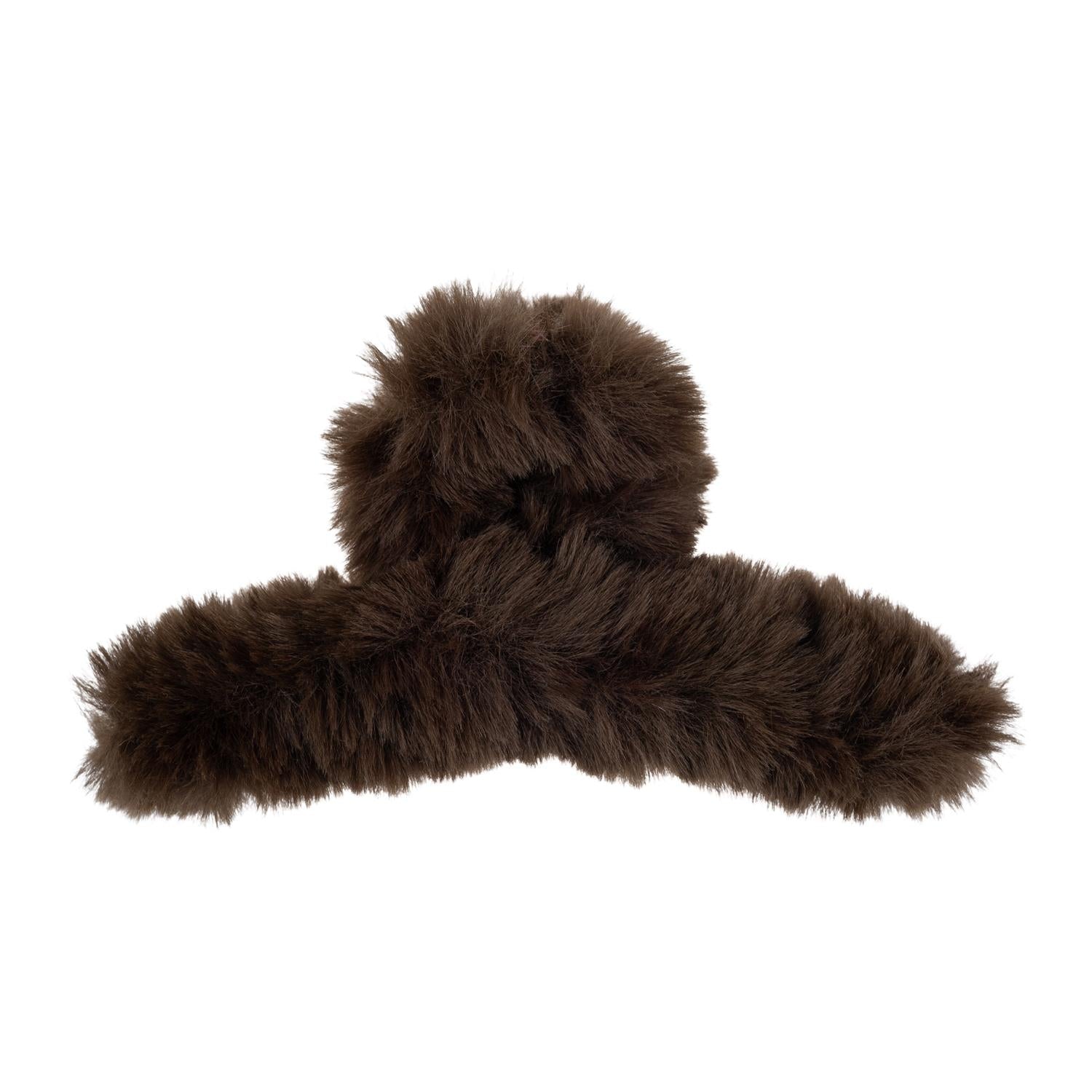 Faux Fur Hair Claw Looped Chocolate Brown