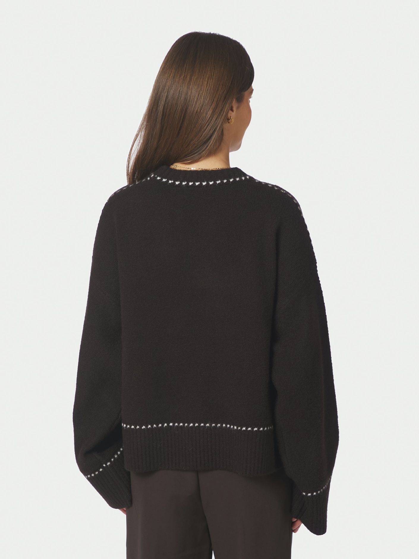 Roeme Knit Stitch Blouse Dark Brown
