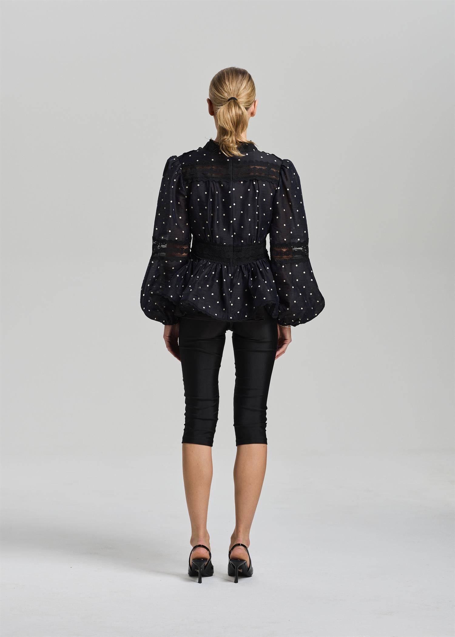Aliah Dot Blouse Black Ivory Dots