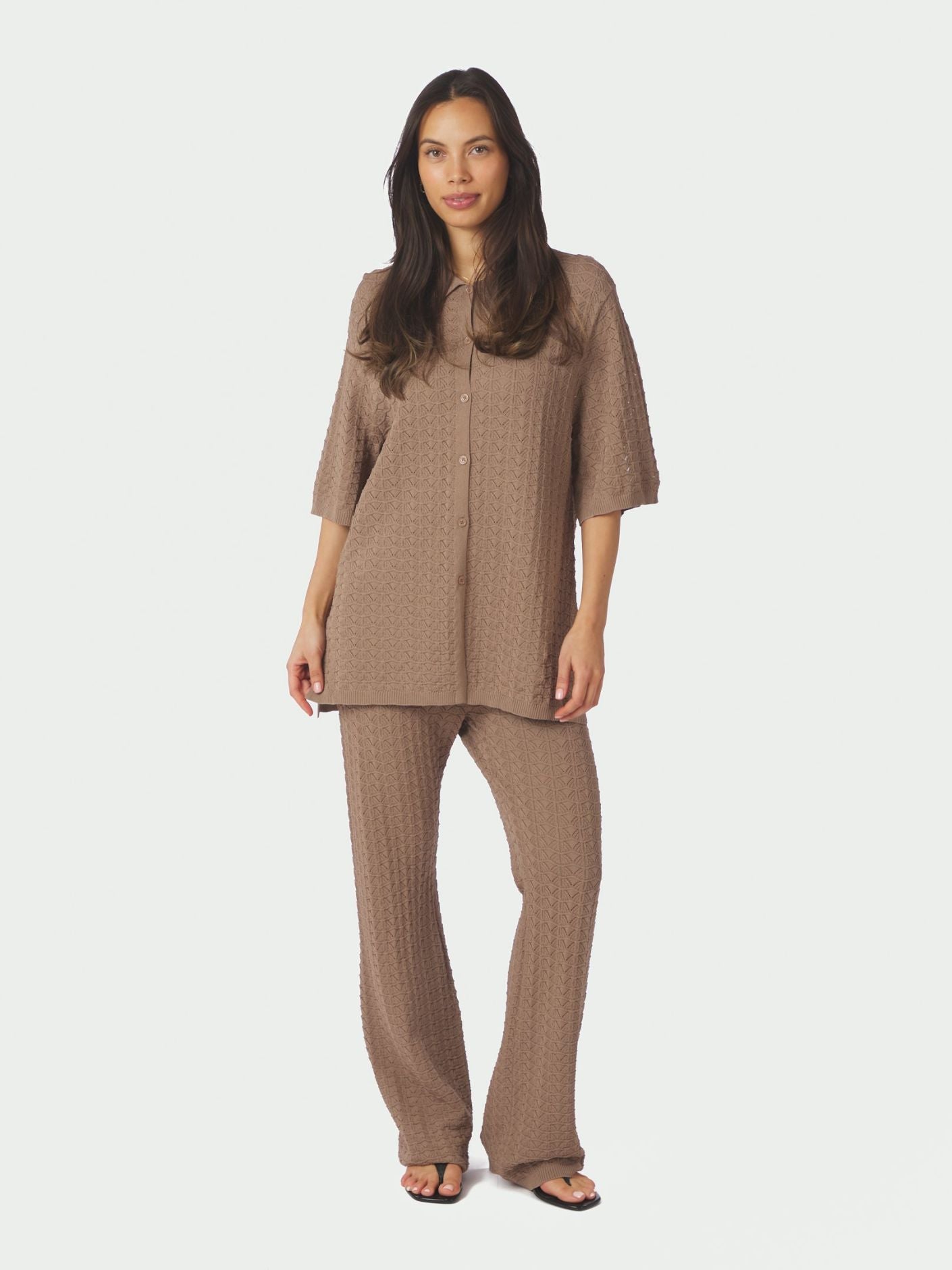 Rizzy Fine Crochet Pants Taupe