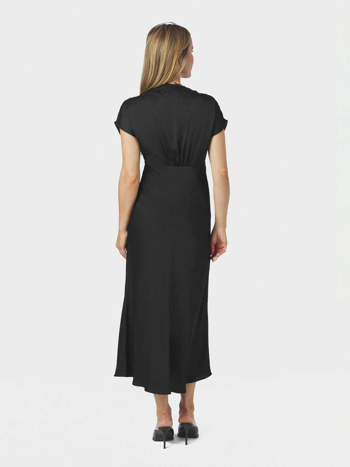 Clarita Drapy Sateen Dress Black