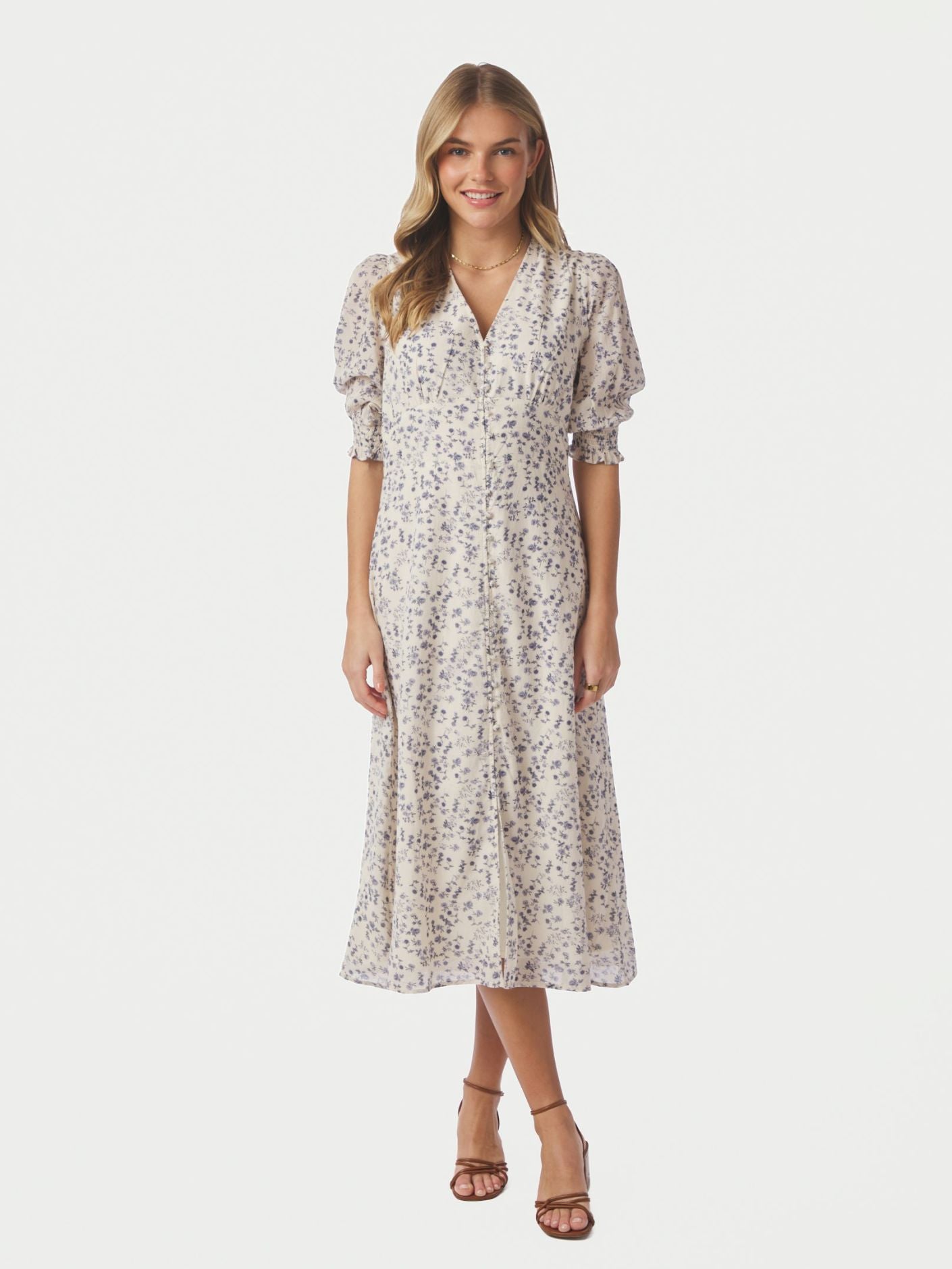 Valley Structure Flower Dress Off White