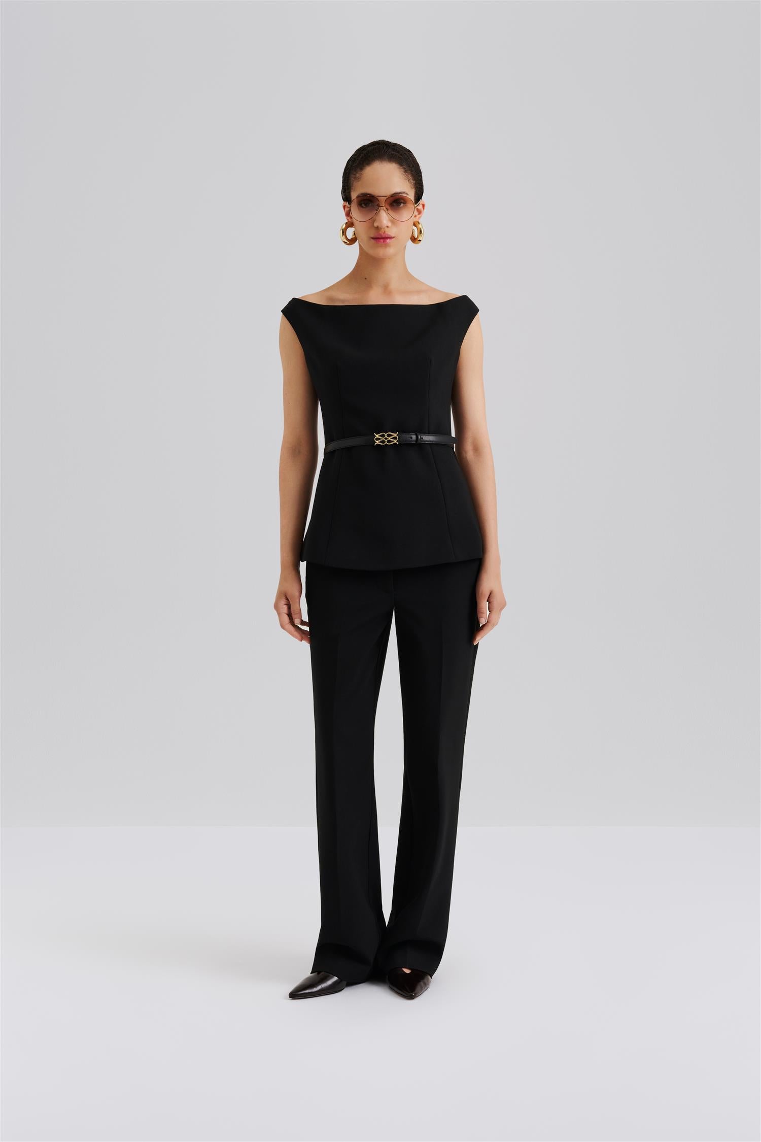 Diora Half Shoulder Top Black