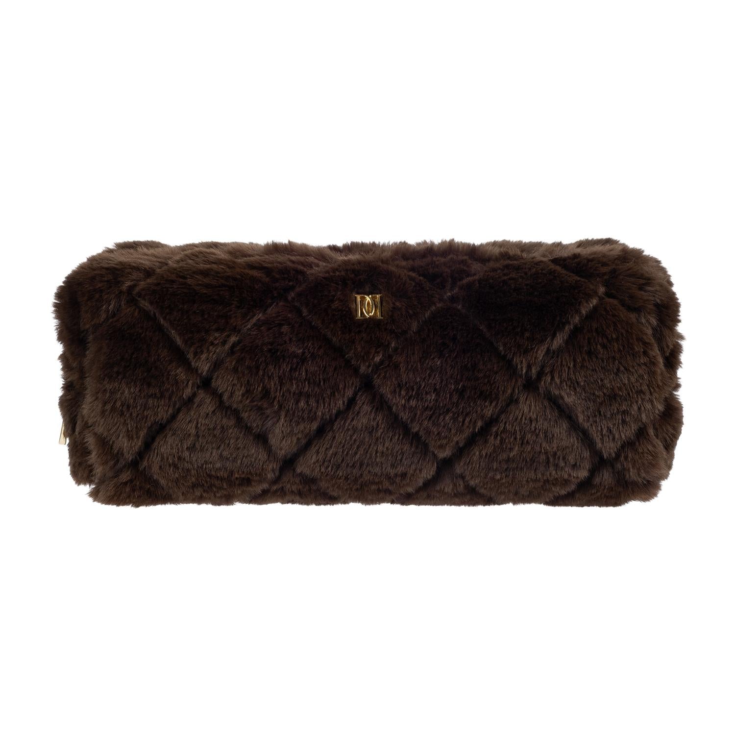 Faux Fur Quilted Tool Pouch Chocolate Brown