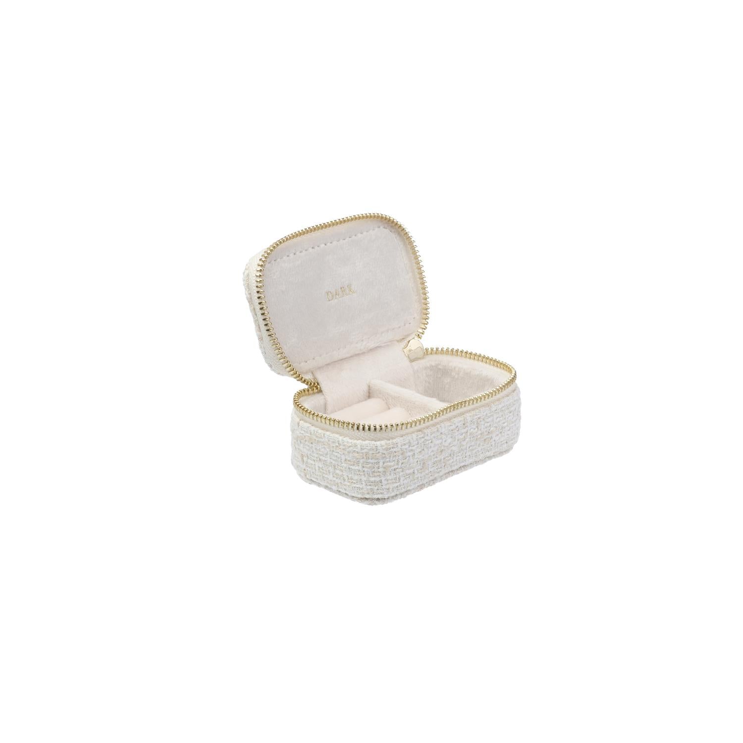 Tweed Jewellery Box Micro Off White w/ Sand