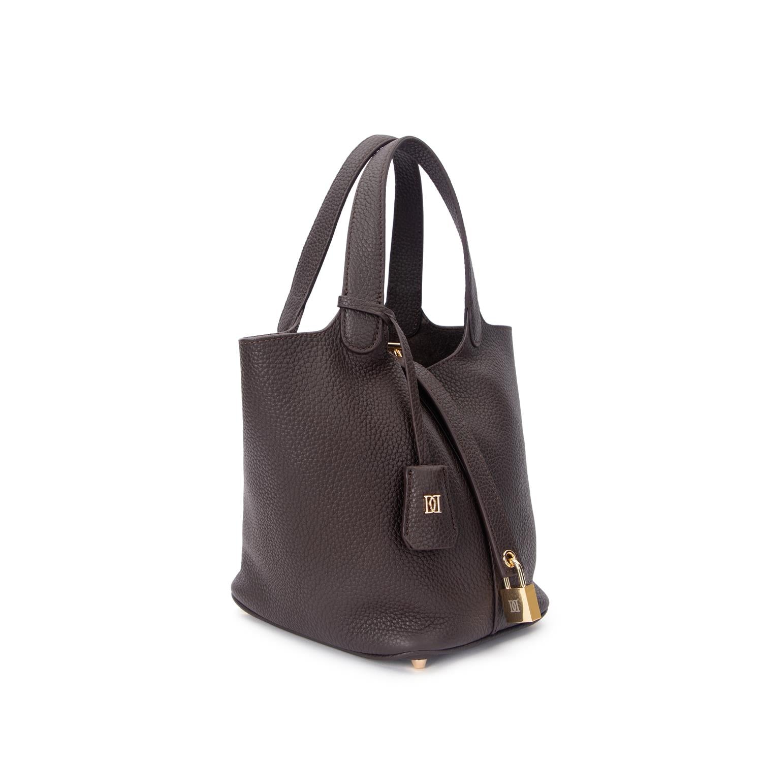 Leather Bucket Bag Mini Chocolate Brown