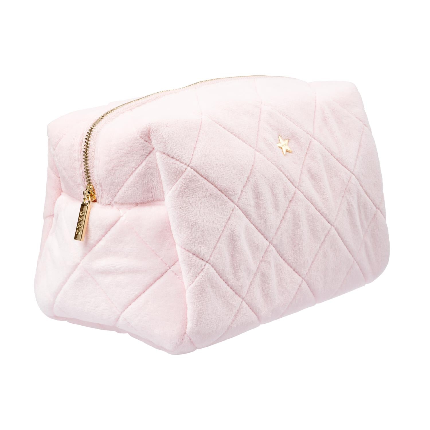 Velvet Square Quilted Make-Up Pouch Large Cotton Candy