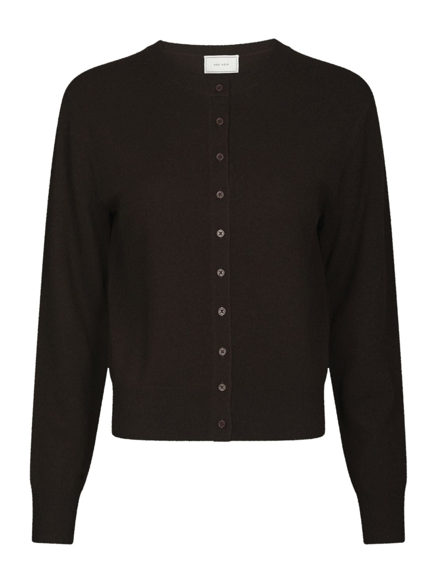 Bina Wool Knit Cardigan Dark Brown