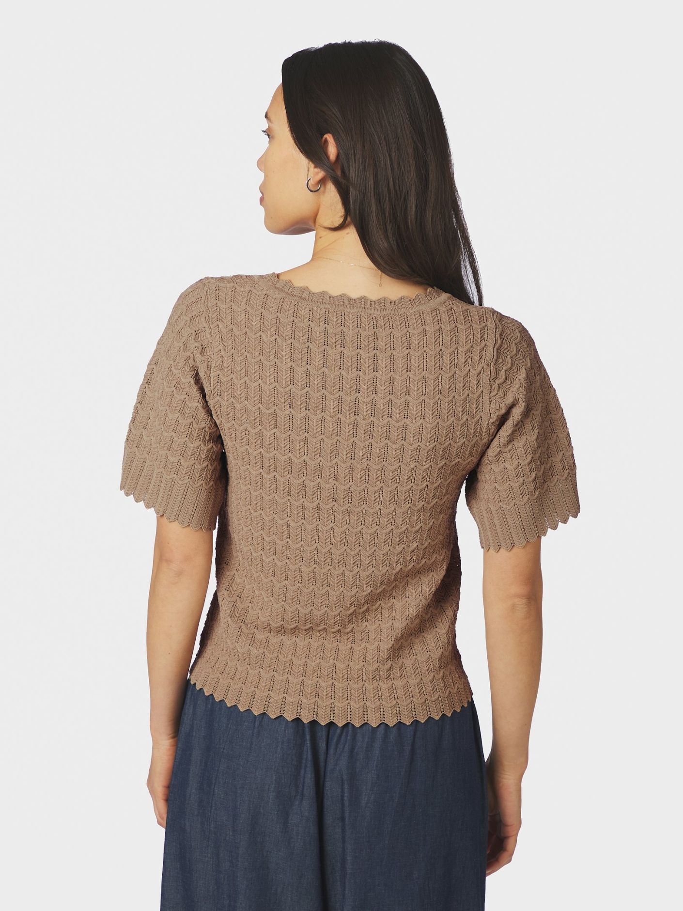 Meiko Fine Crochet Blouse Taupe