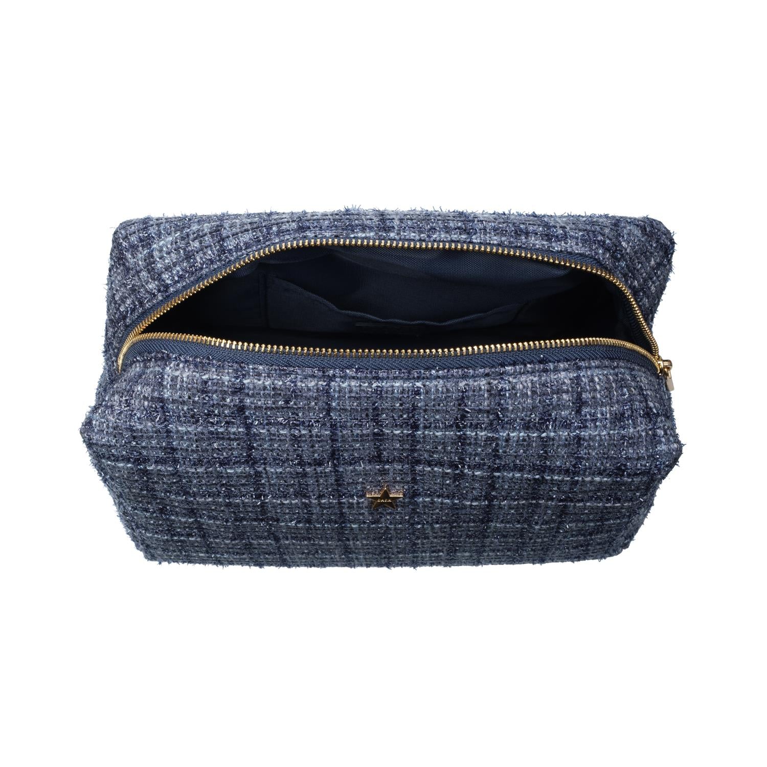 Tweed Make-Up Pouch Large Grisalle Blue