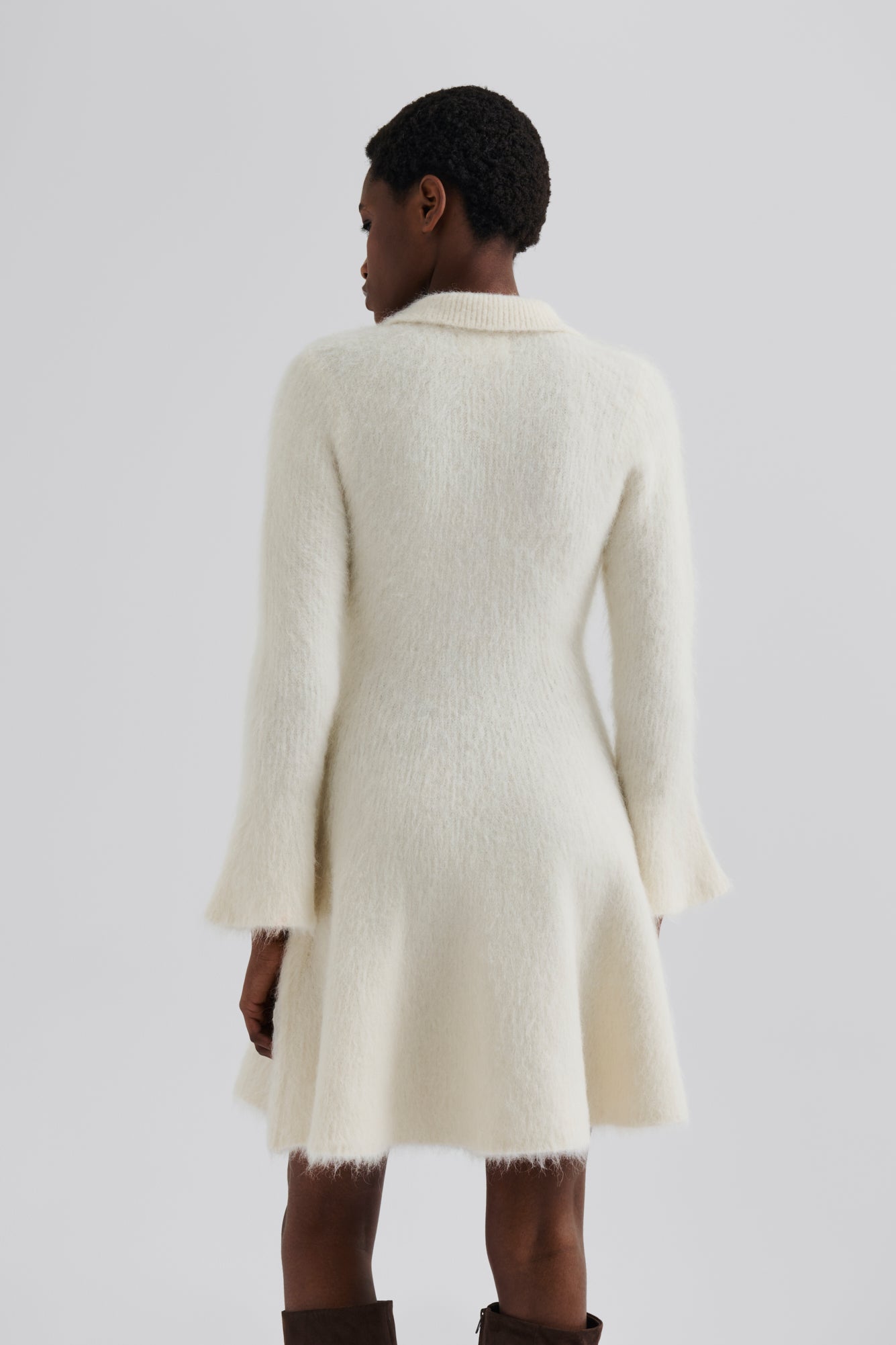 Emelise Alpaca Blend Knitted Mini Dress Vanilla