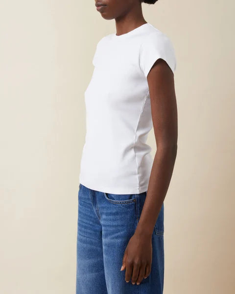 Valeria Rib Tee Natural White