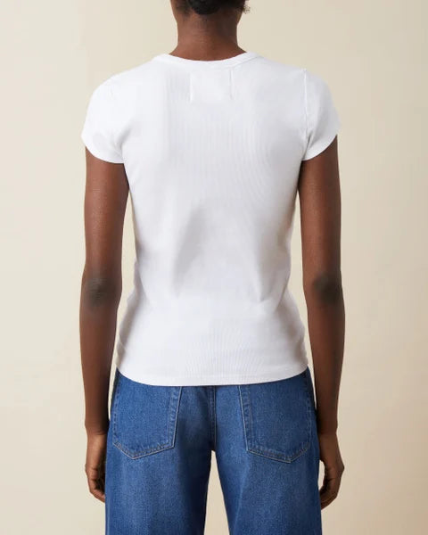 Valeria Rib Tee Natural White