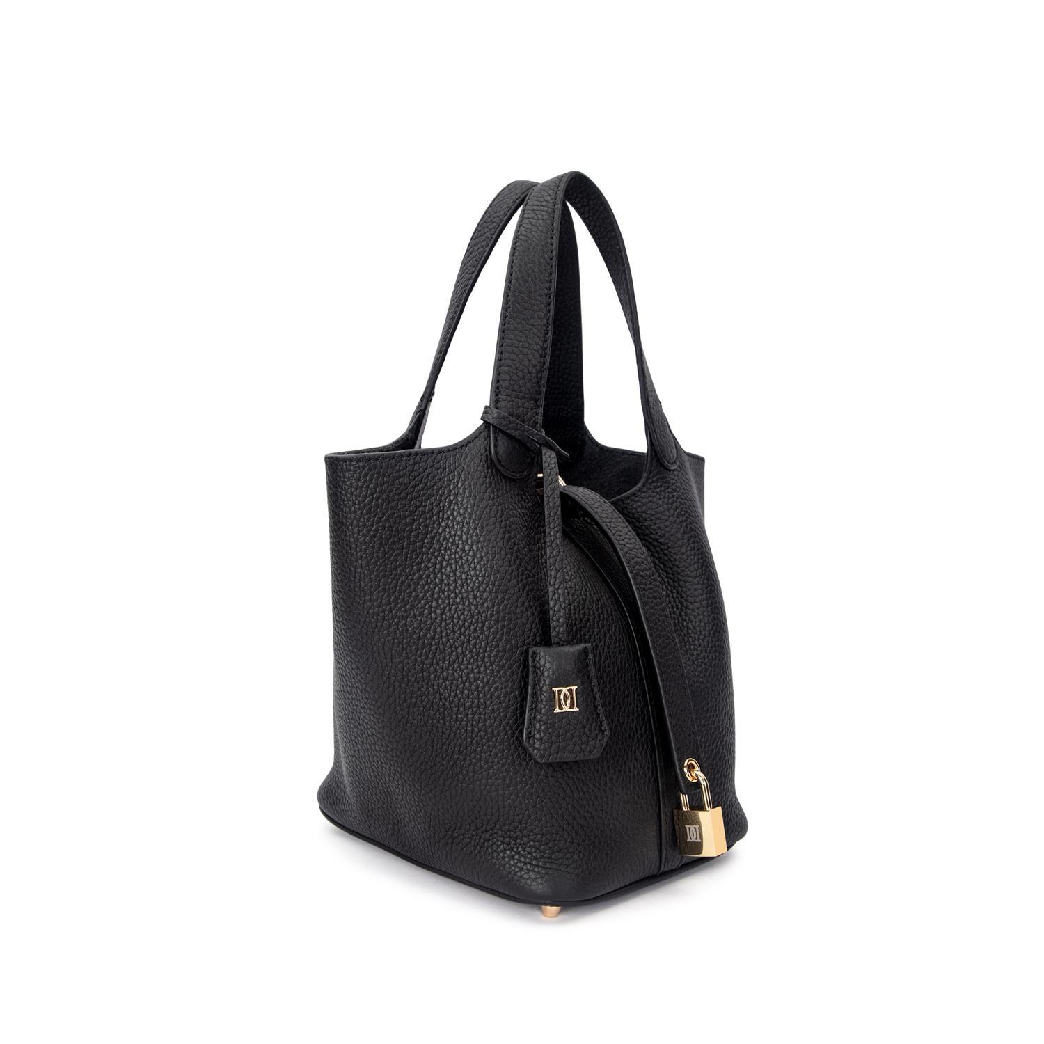 Leather Bucket Bag Mini Black