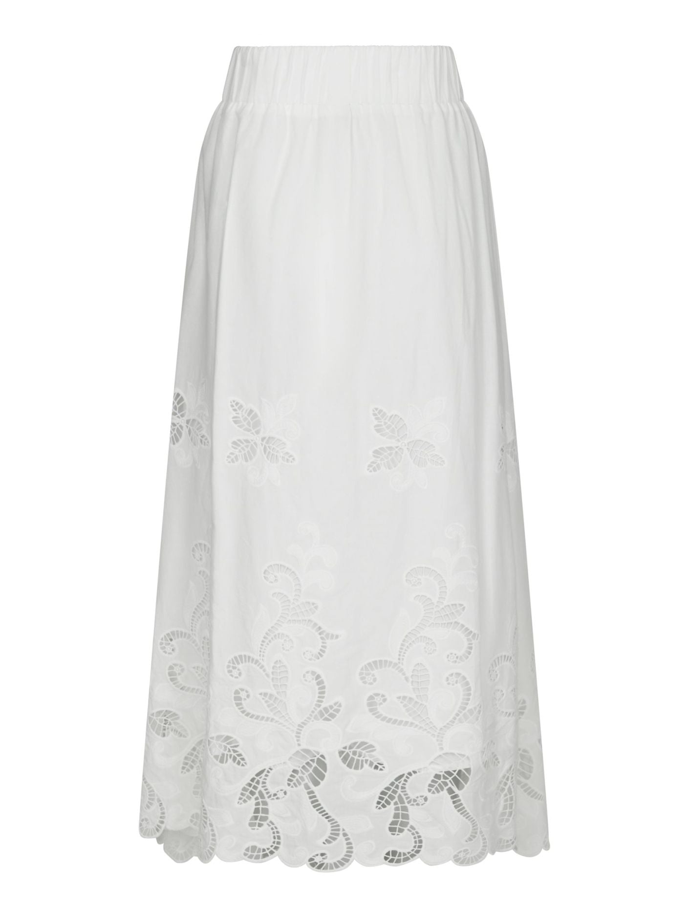 Yara Long Emb Skirt White