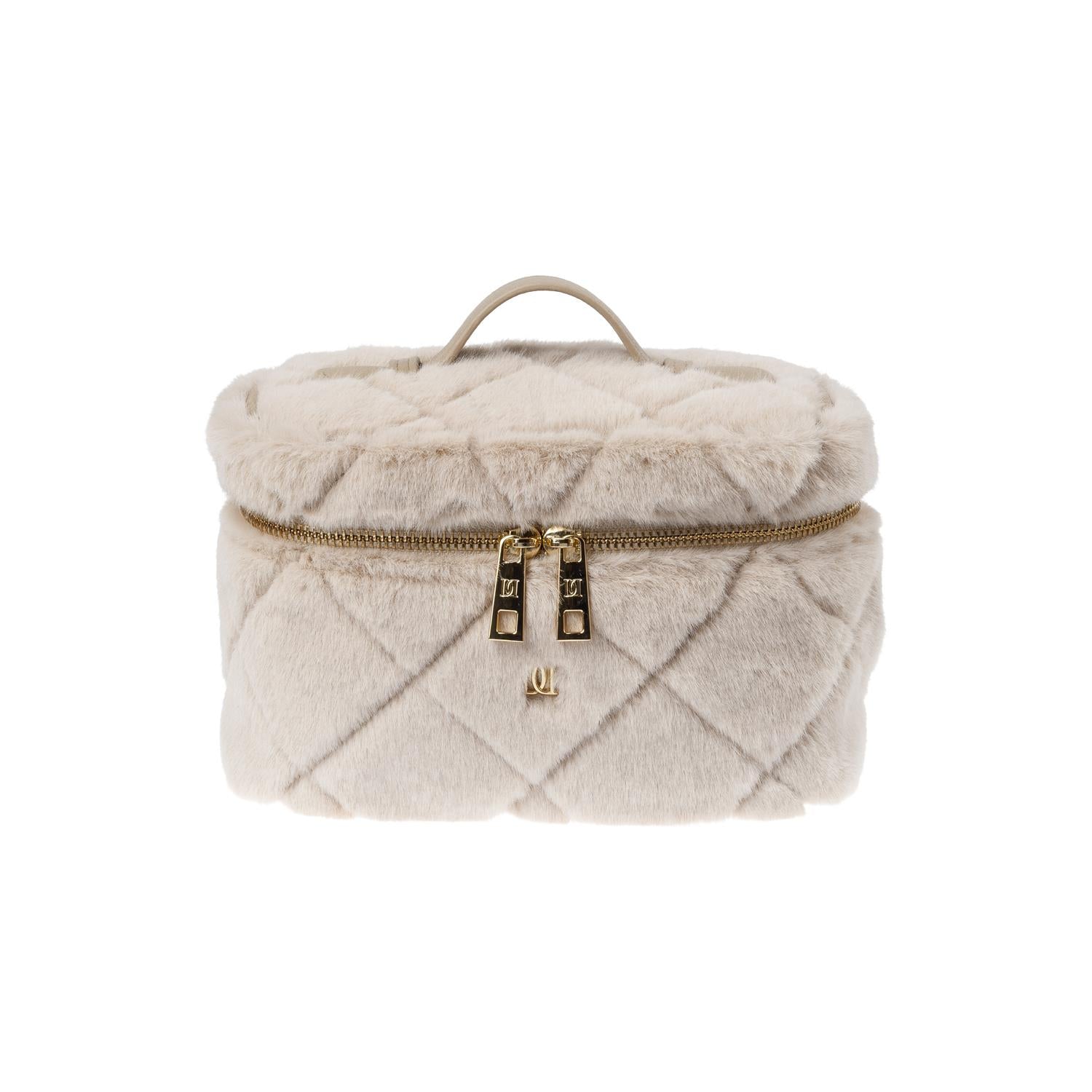 Faux Fur Quilted Vanity Bag Sand Sand