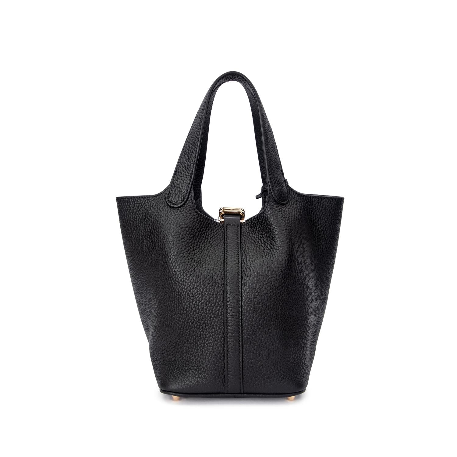 Leather Bucket Bag Mini Black