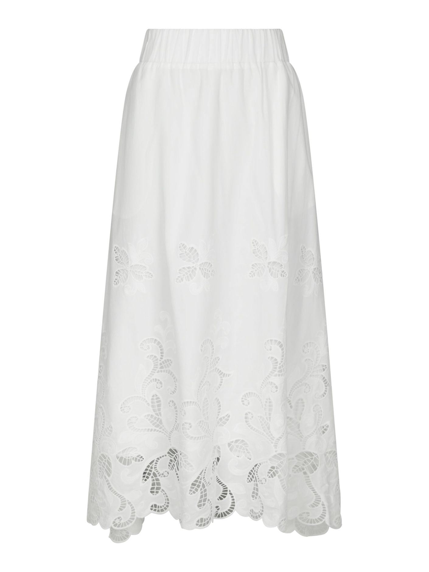 Yara Long Emb Skirt White