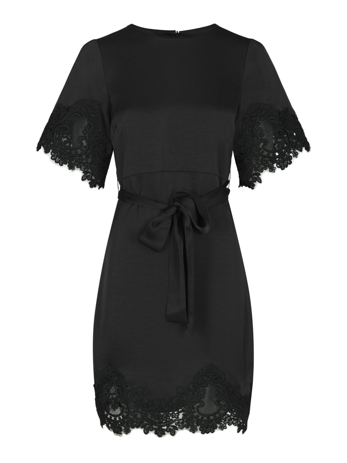 Xelina Satin Lace Dress Black