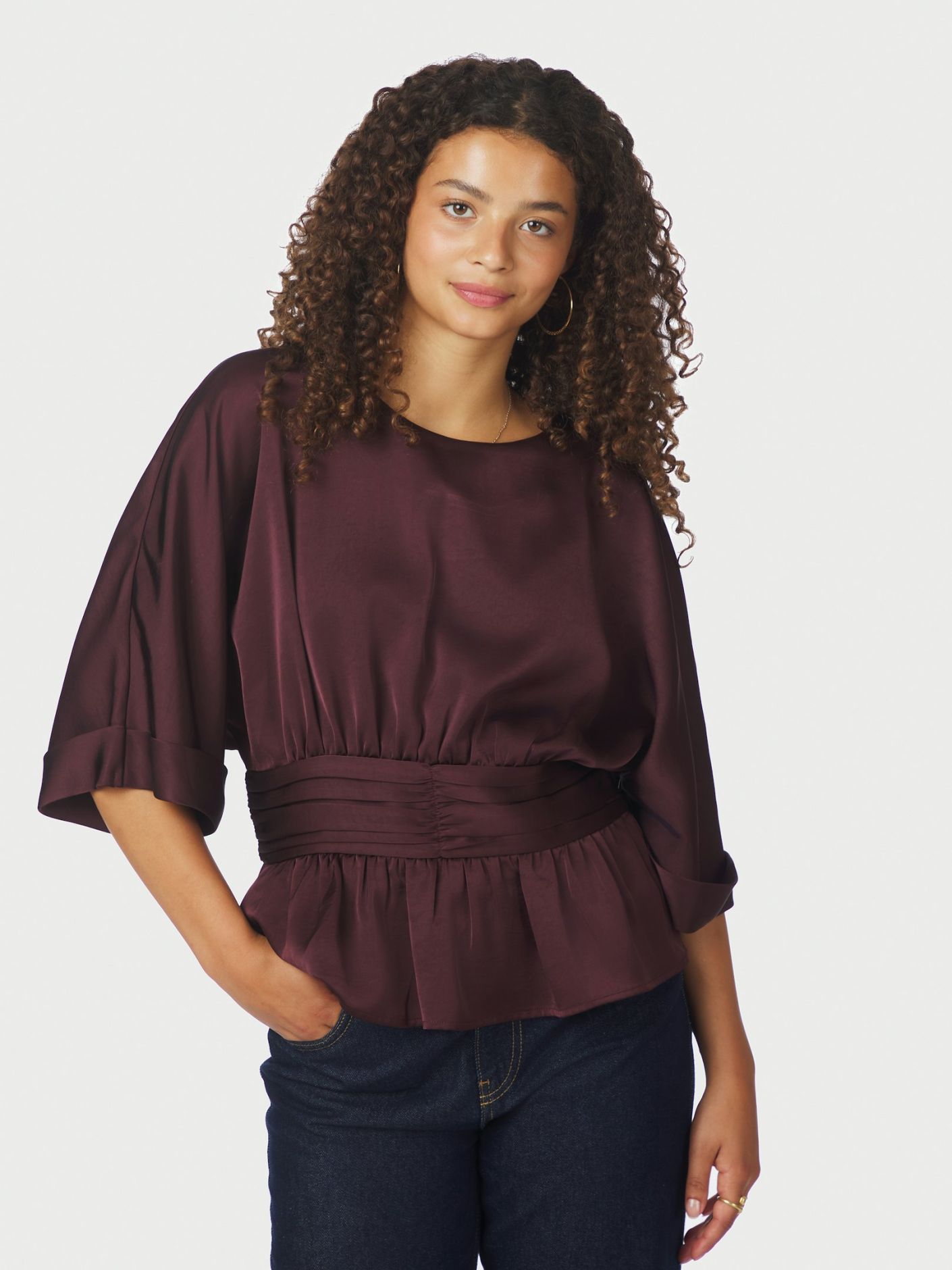 Annegret Heavy Sateen Blouse Burgundy