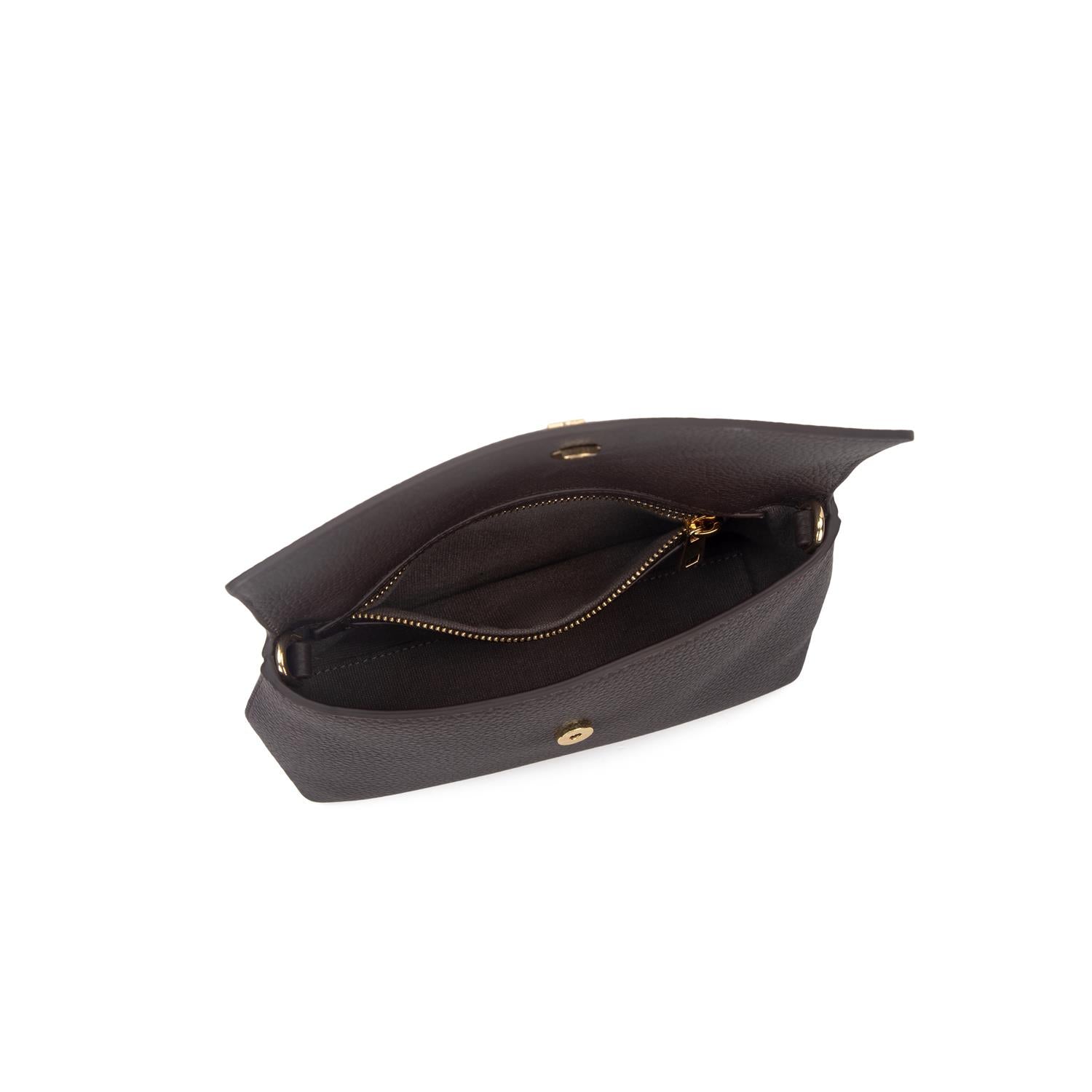 Leather Flap Pouch Chocolate Brown