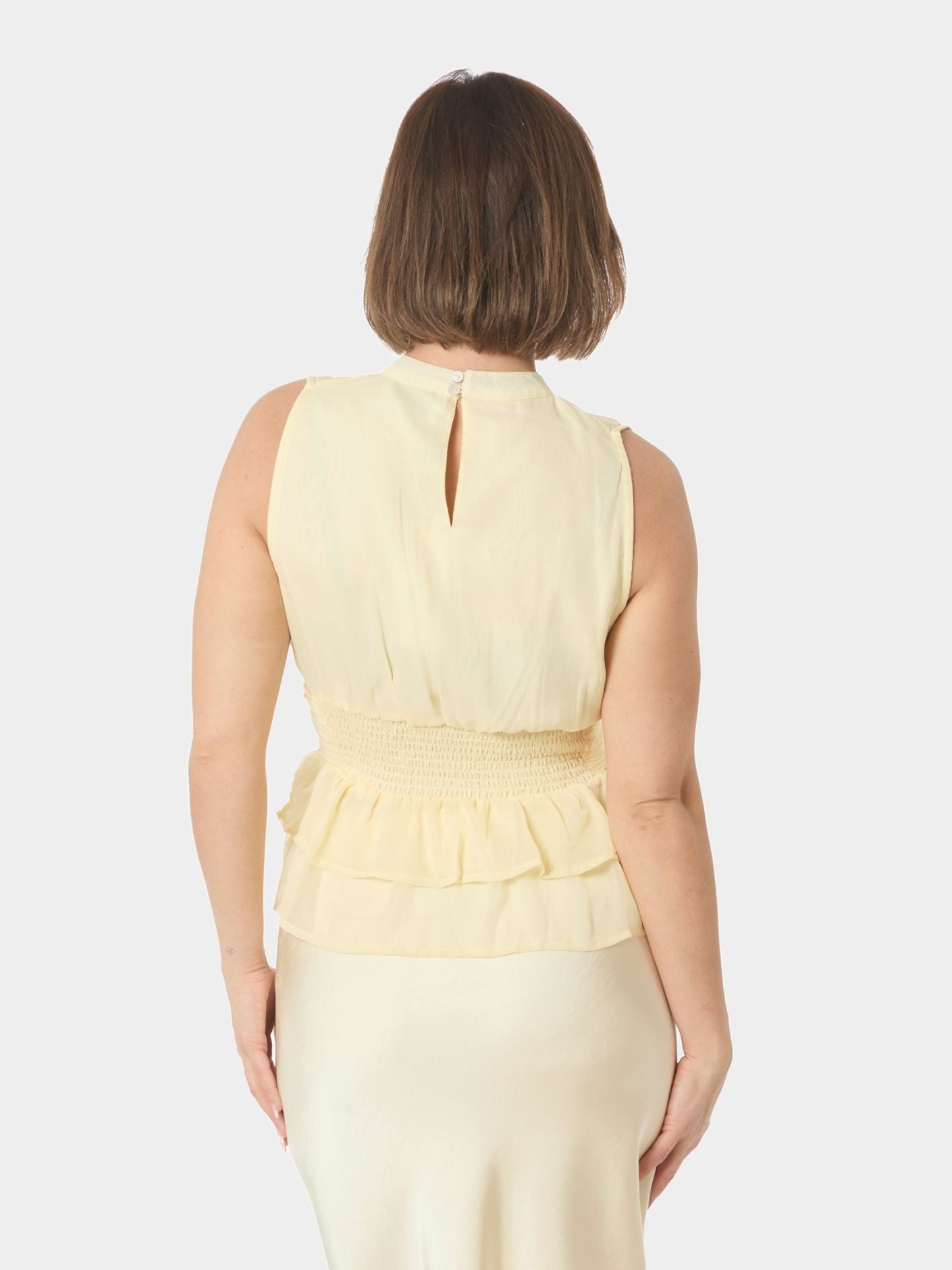 Ansol Ensfarget Chiffontopp Lysegul