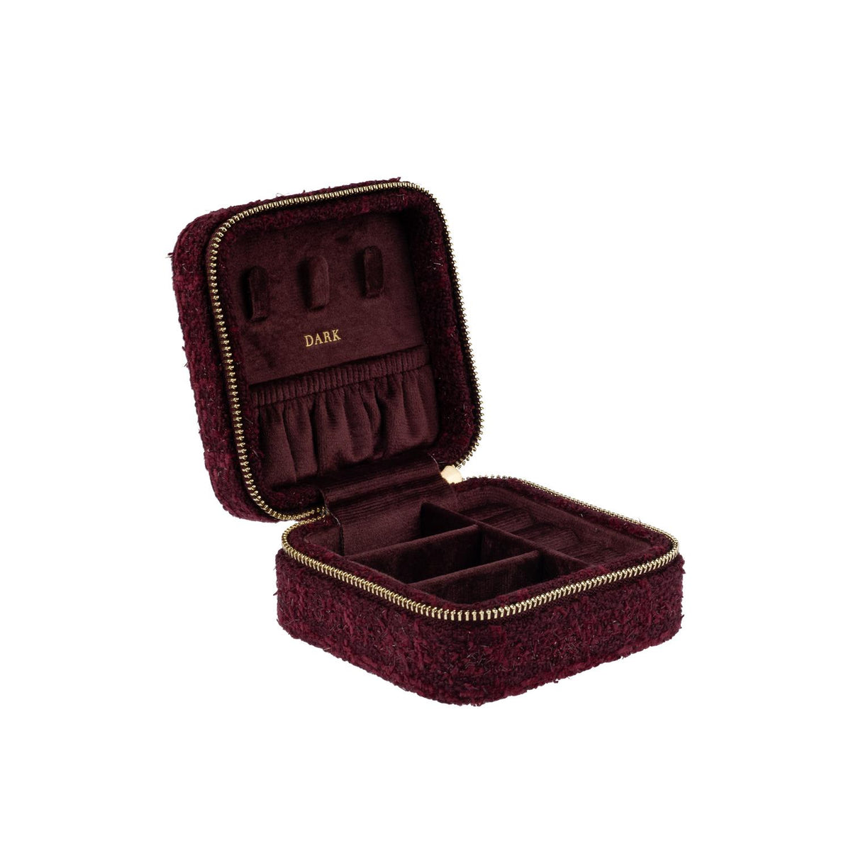 Tweed Jewellery Box Mini Bordeaux