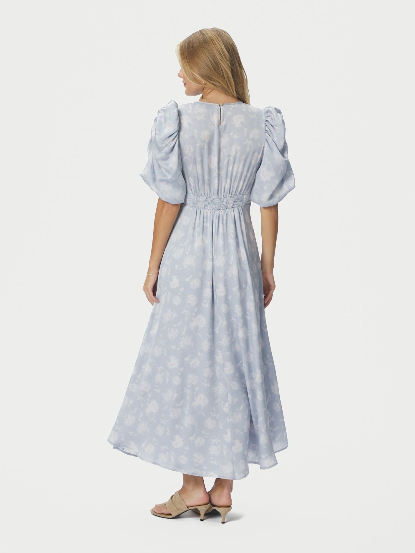 Kikka Faded Flower Dress Lyseblå