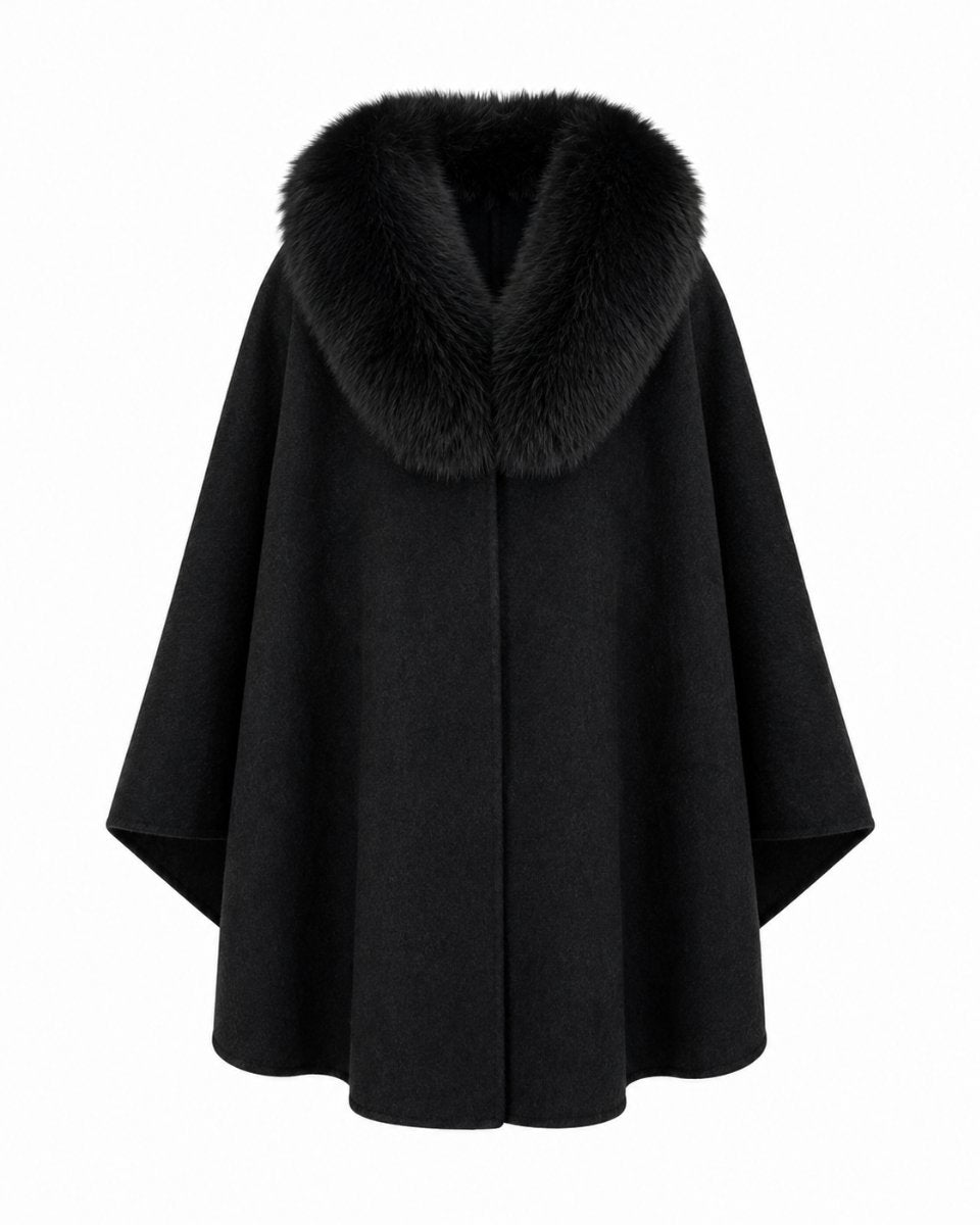 Cape w/ Faux Fur Collar Black
