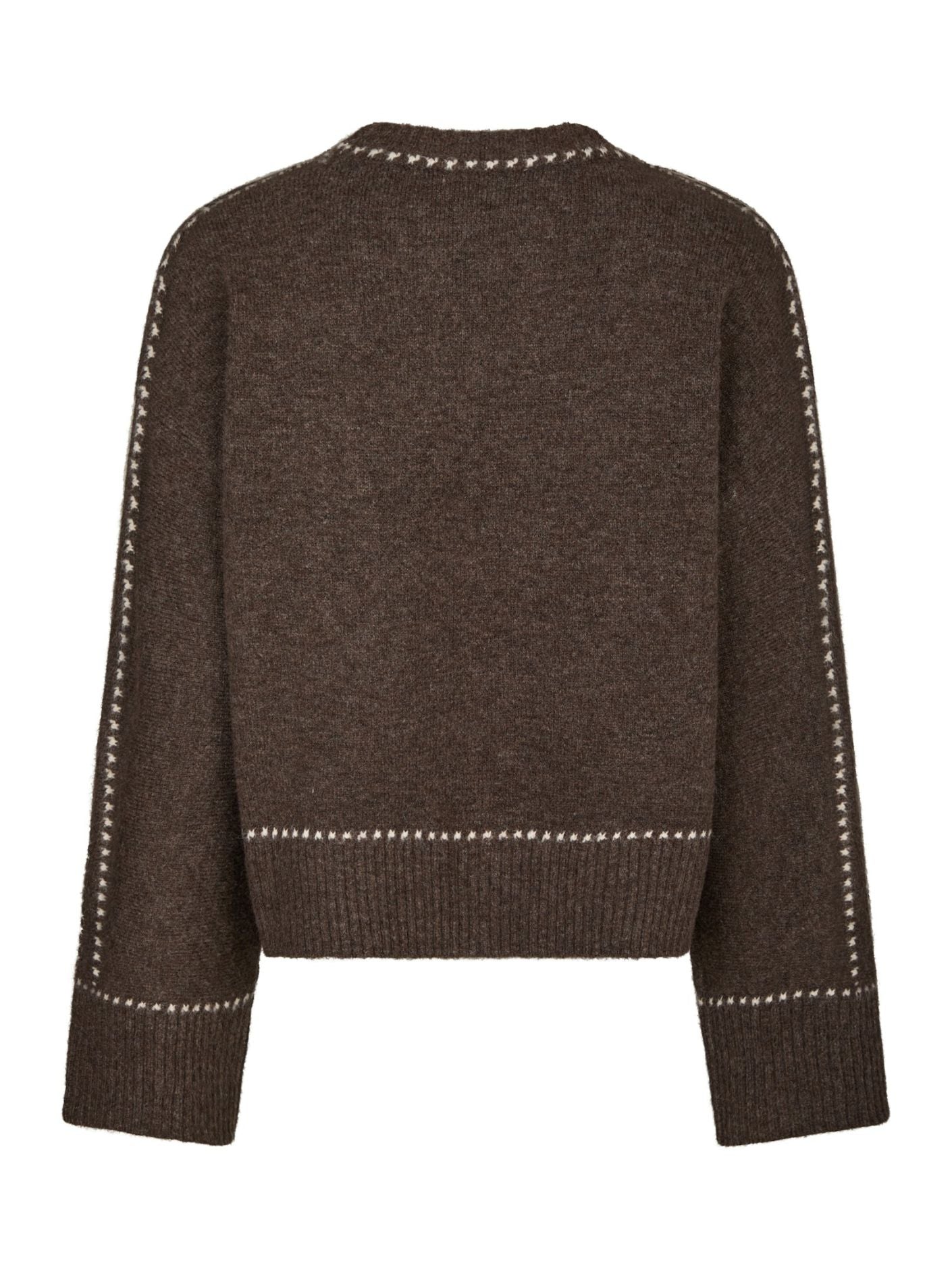 Roeme Knit Stitch Blouse Brown Melange