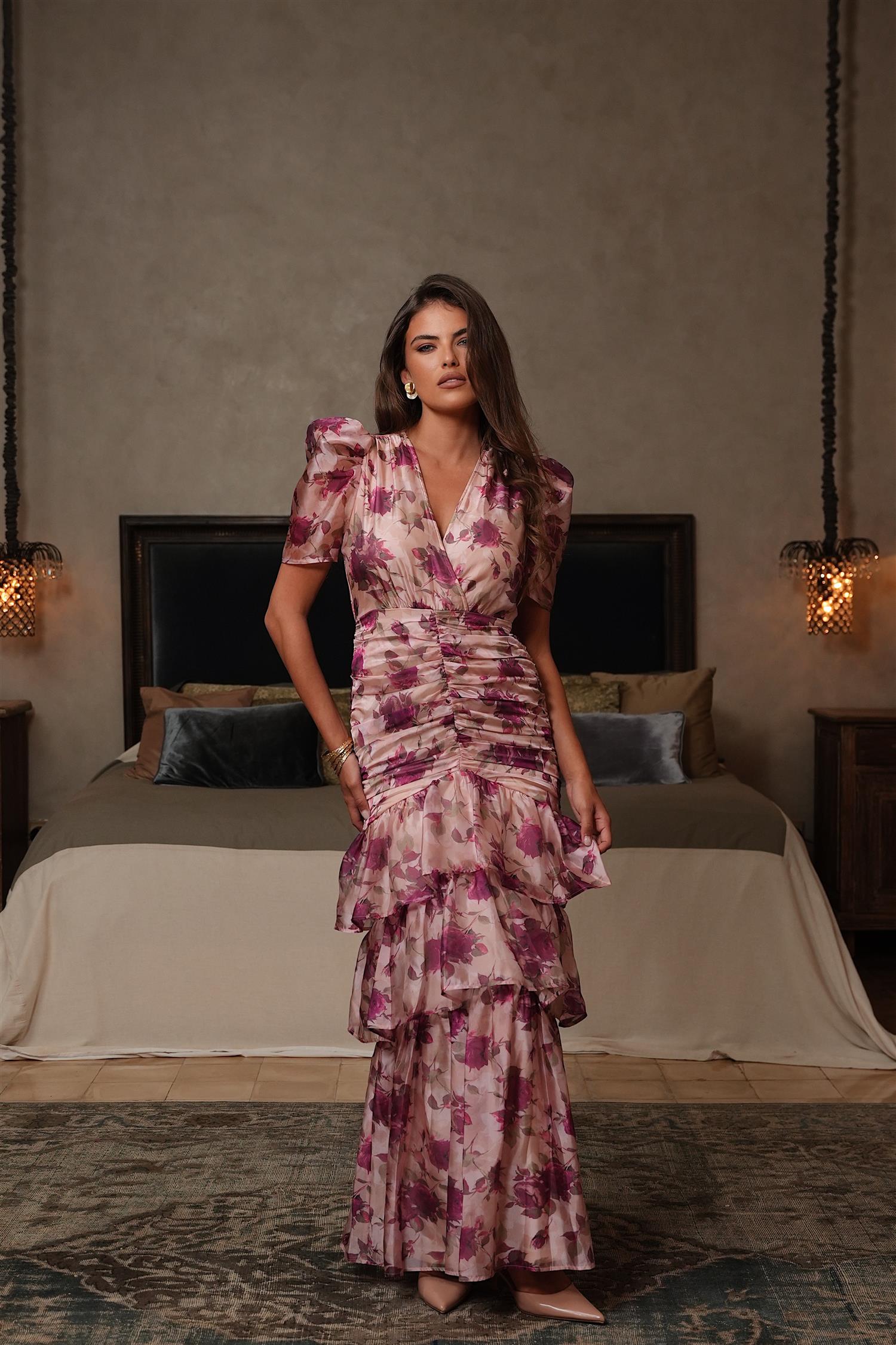 Jenna Maxi Dress Rose Print