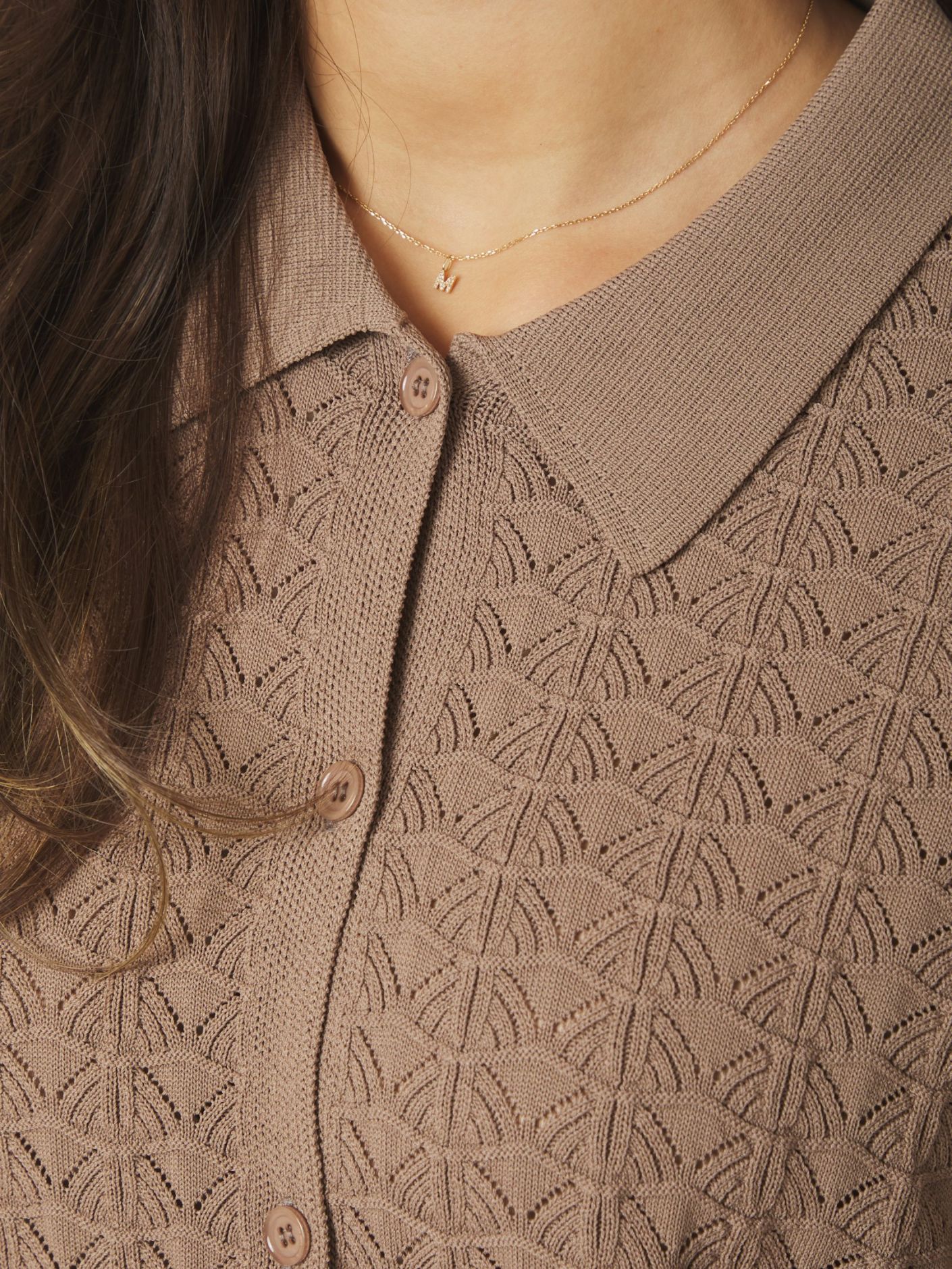 Sette Fine Crochet Blouse Taupe