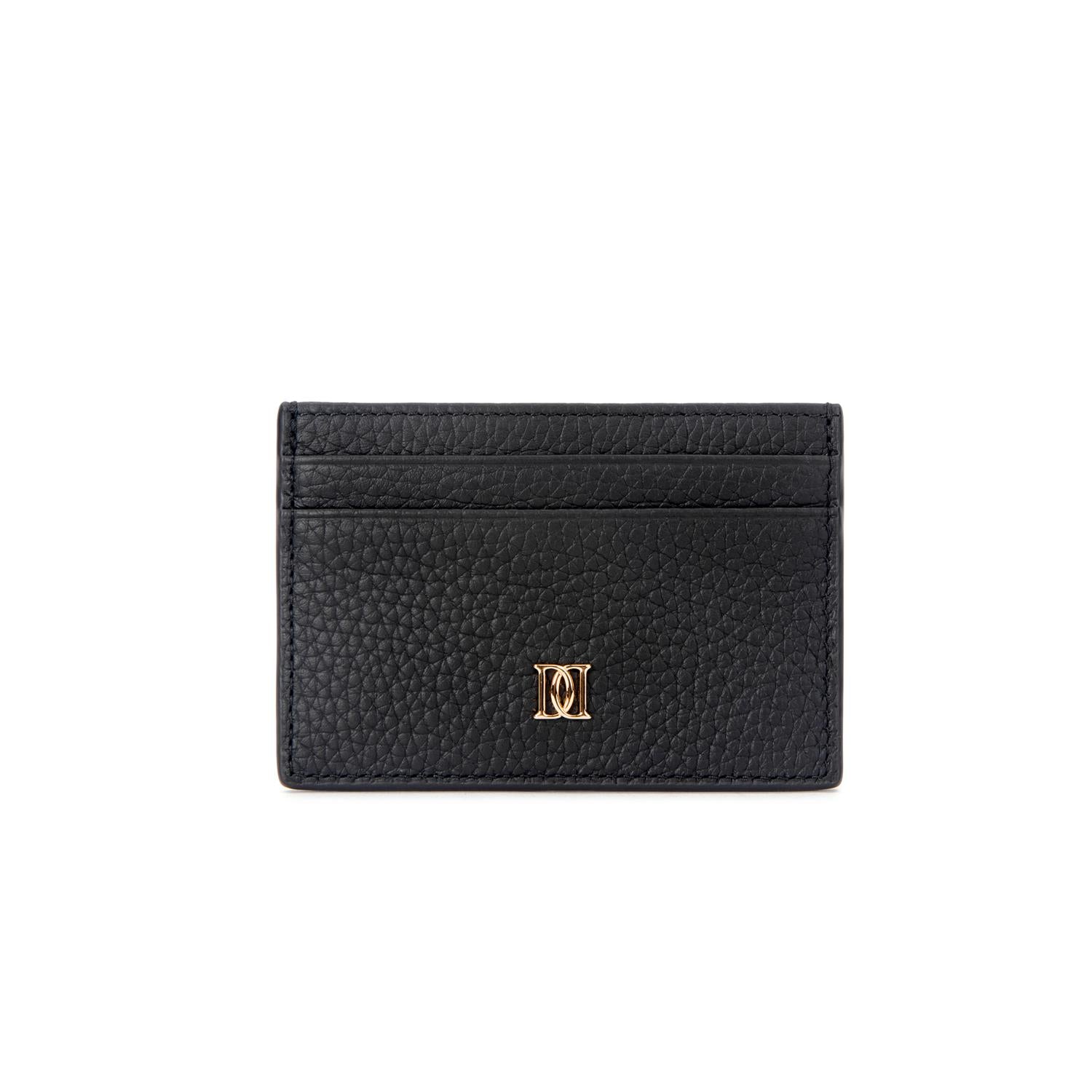 Leather Card Holder Grain Black
