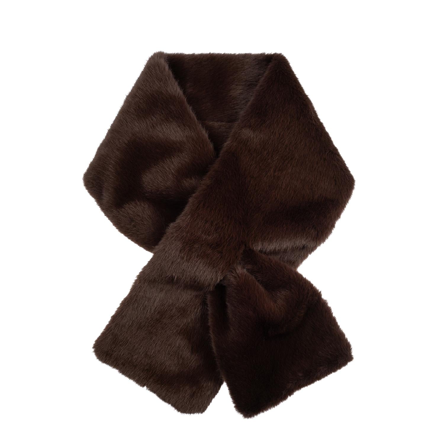 Faux Fur Mink Scarf Chocolate Brown