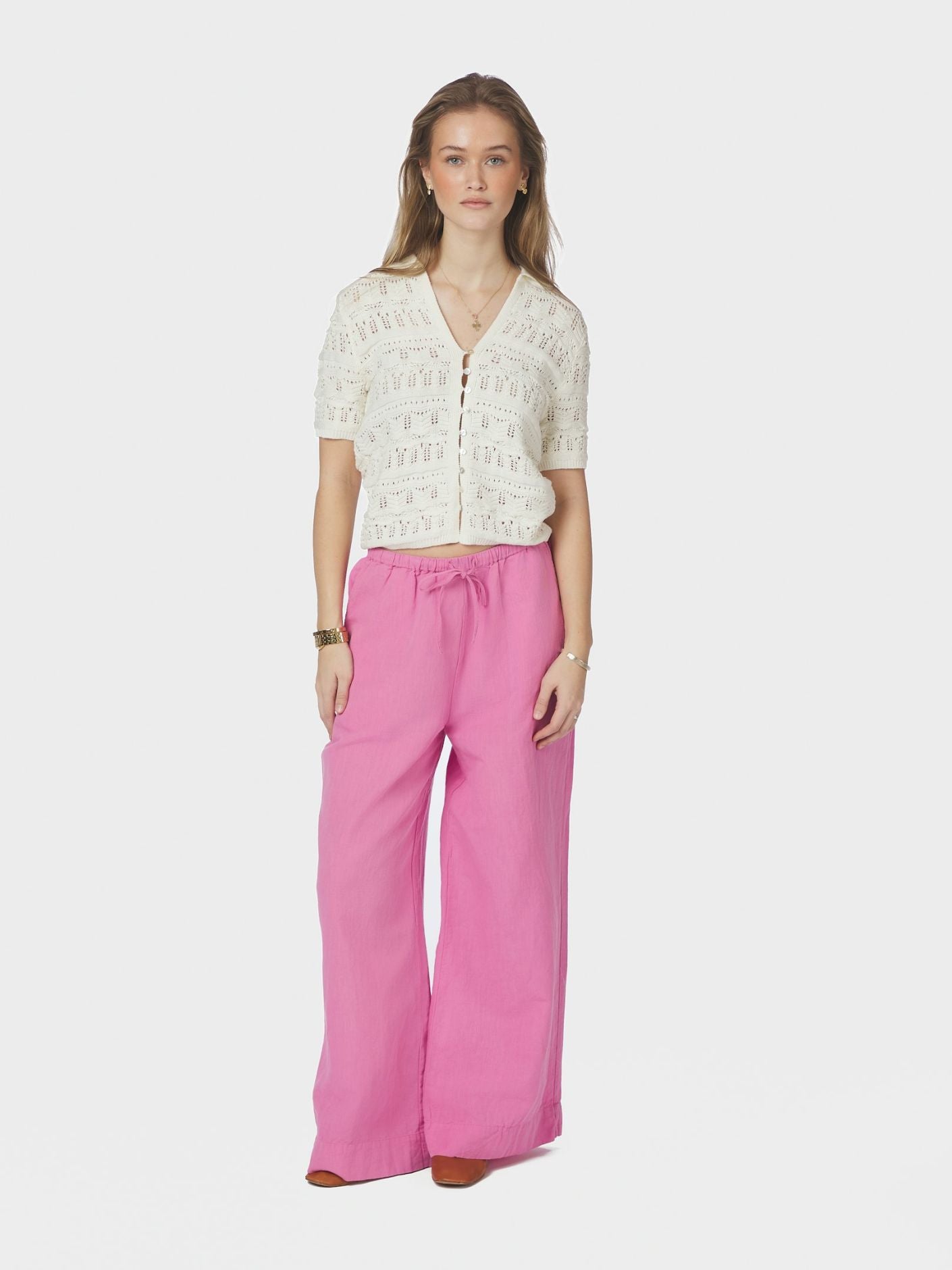 Marisini Stich Polo Knit Top Off White