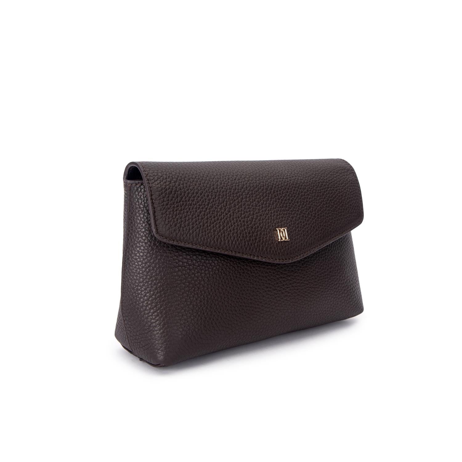 Leather Flap Pouch Chocolate Brown