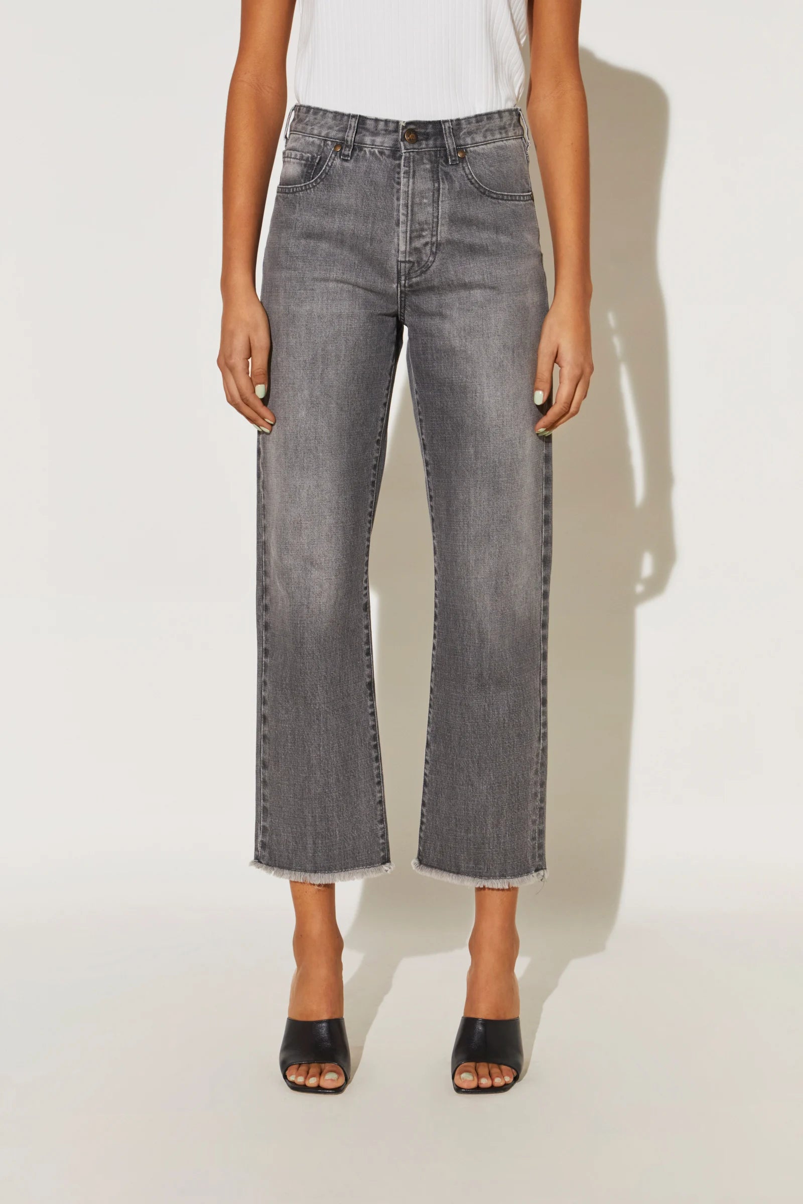 Alexa High-Rise Denim Jeans Washed Grey