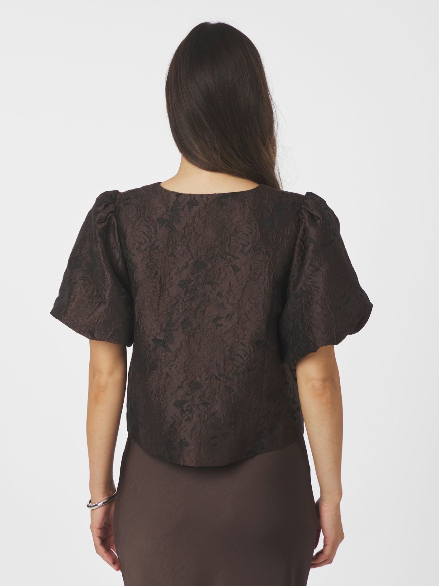 Aisa Brocade Blouse Dark Brown