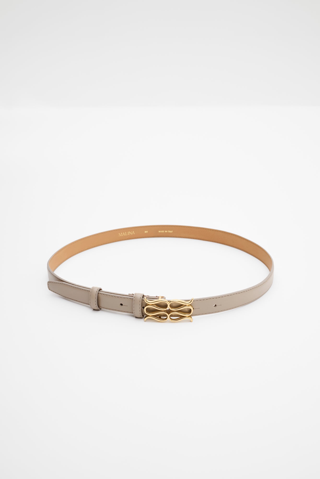 Monogram skinnbelte lys taupe